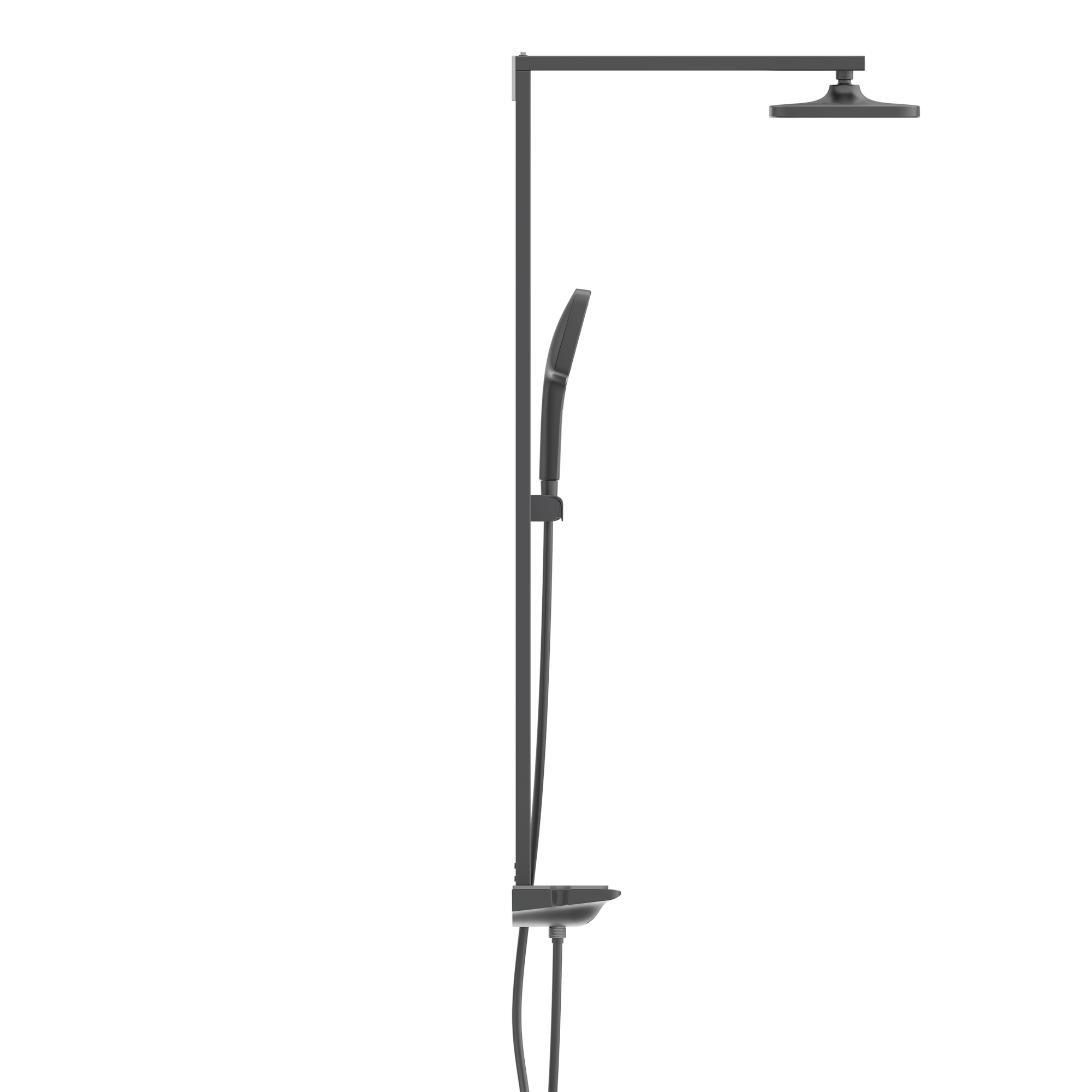 Überkopfbrause-Set 'Hawaii' graphit matt Thermostatarmatur und Ablage, 110 cm