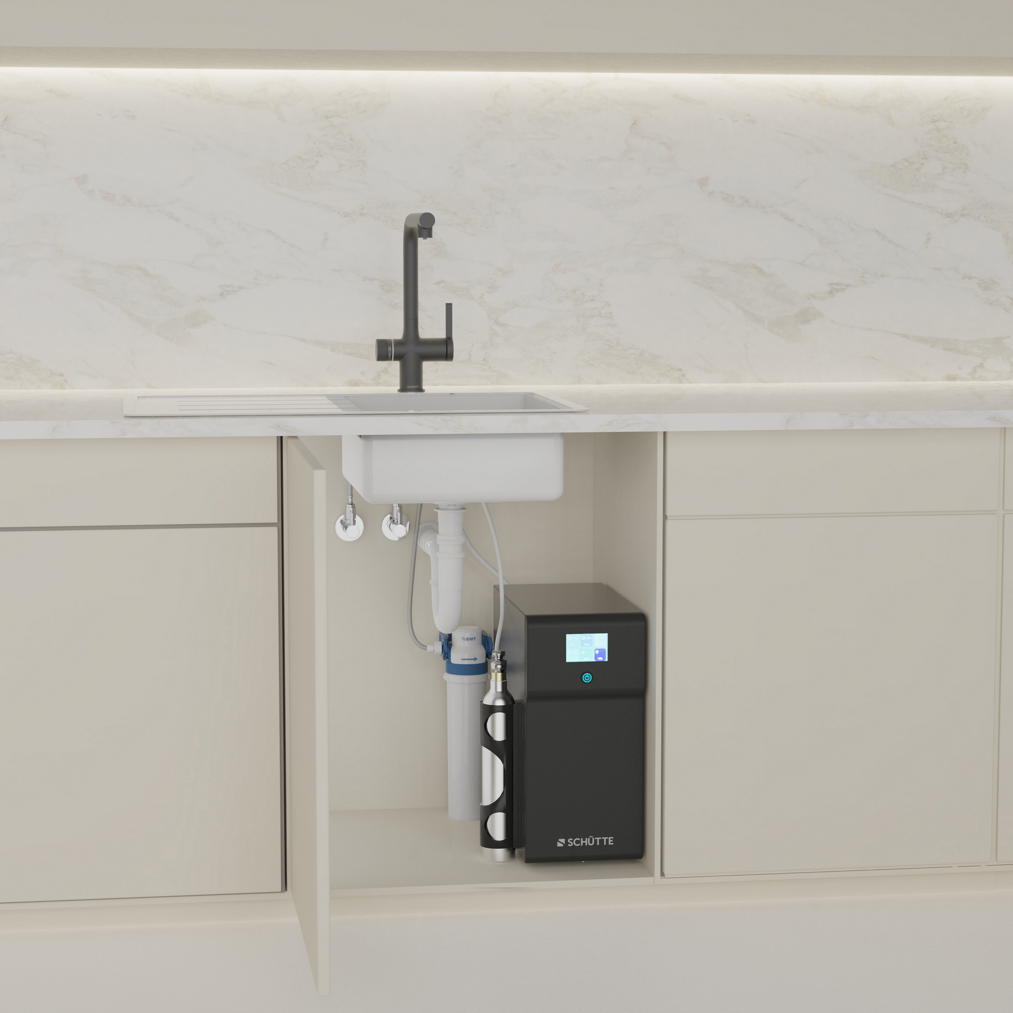 Sprudelwasser-Spültischarmatur 'Aquastar Premium' schwarz matt, mit Kühl- und Filtersystem