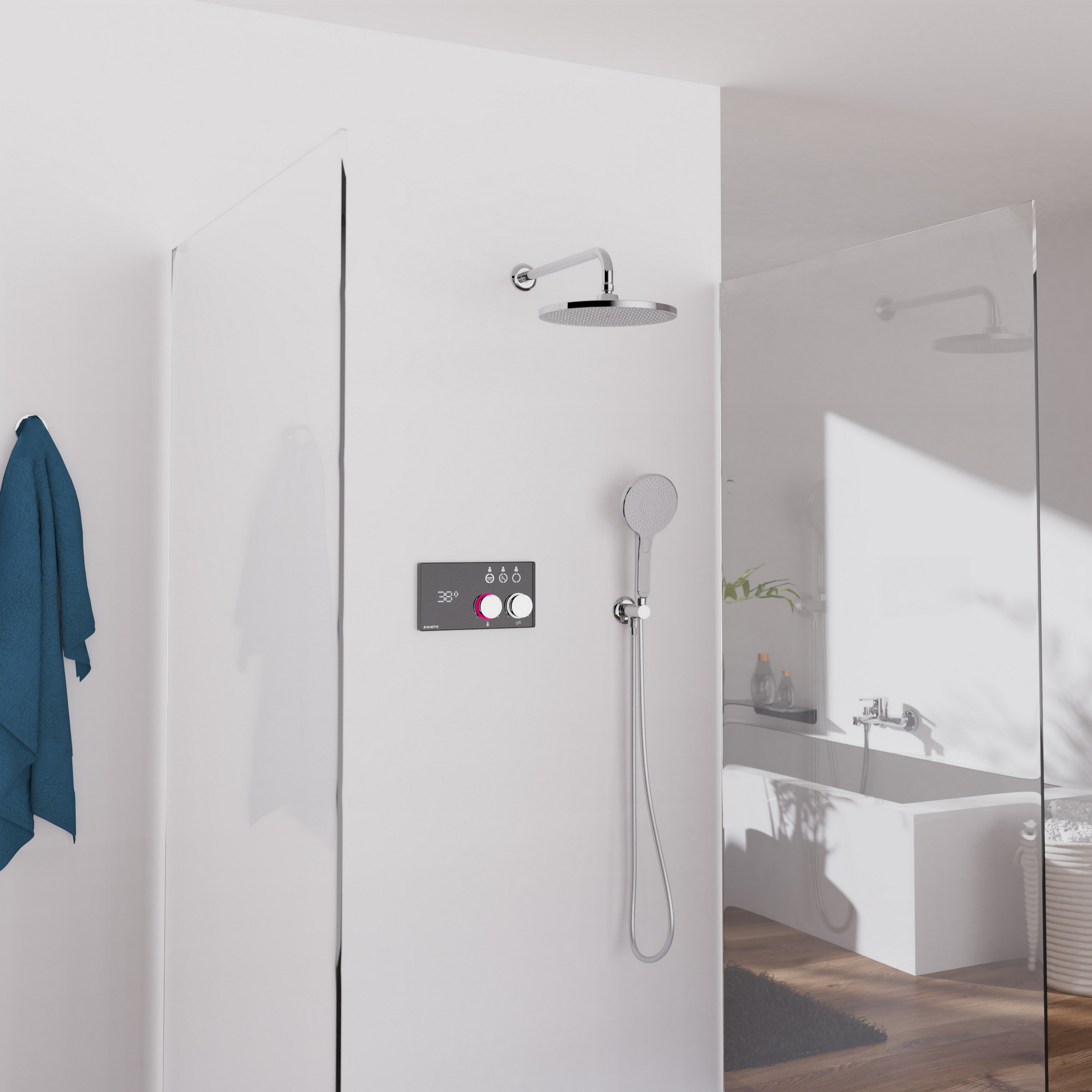 Digitales Duschsystem 'Aquadot' schwarz, mit Smart Control