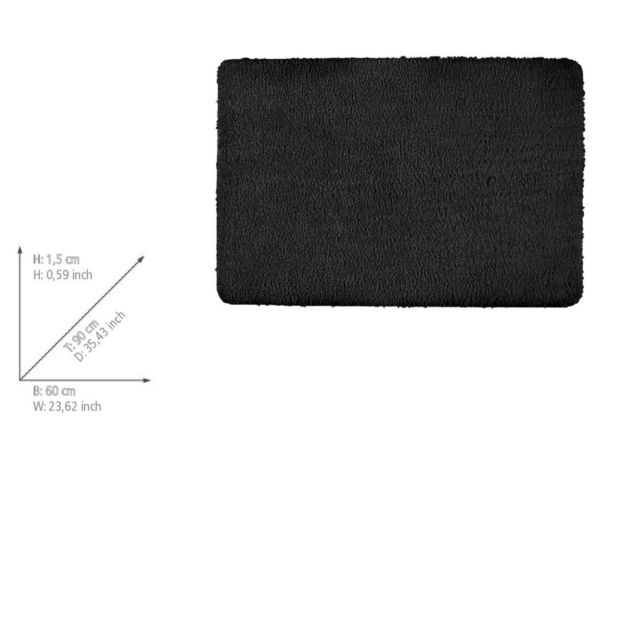 Badteppich 'Badia' anthrazit 60 x 90 cm