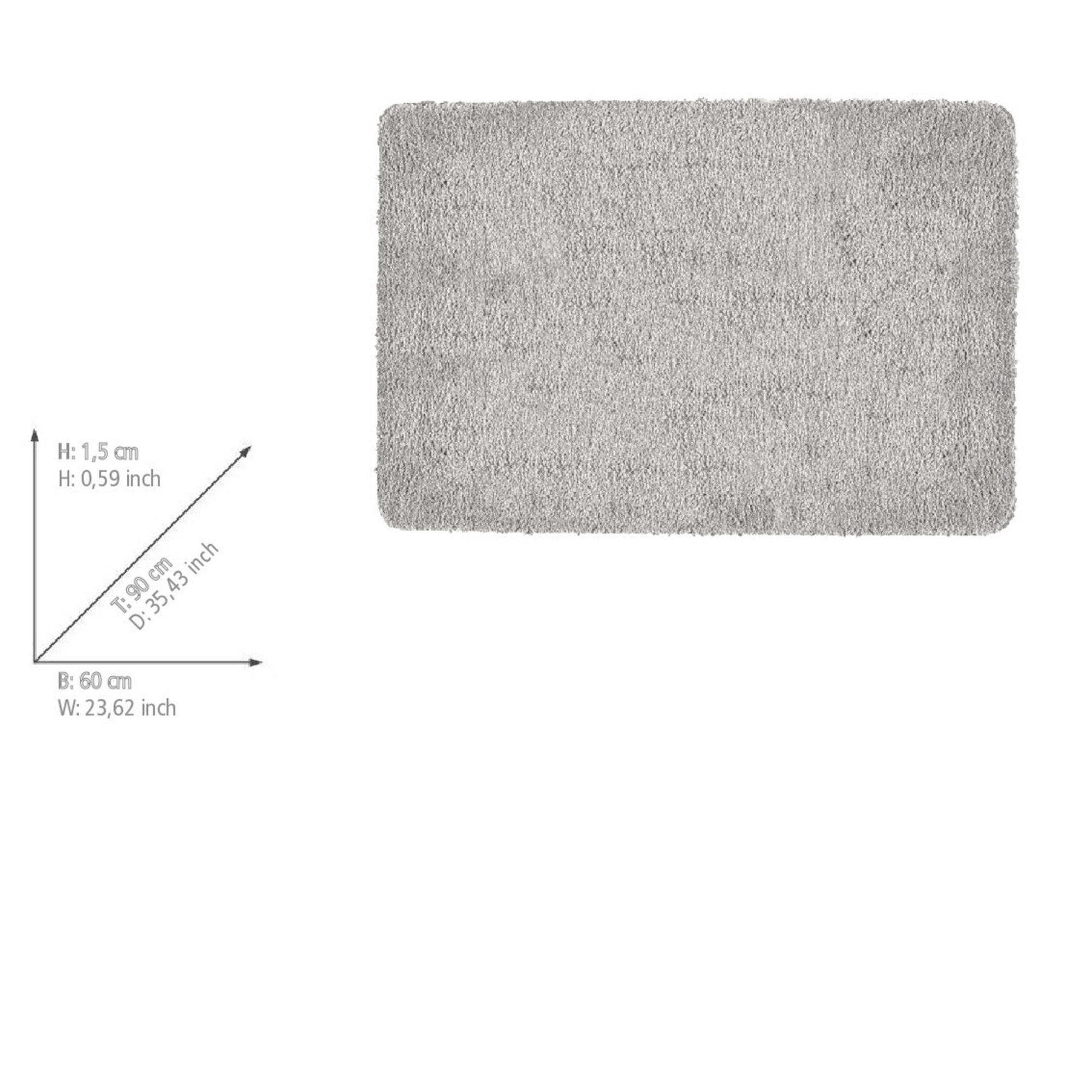 Badteppich 'Badia' grau 60 x 90 cm