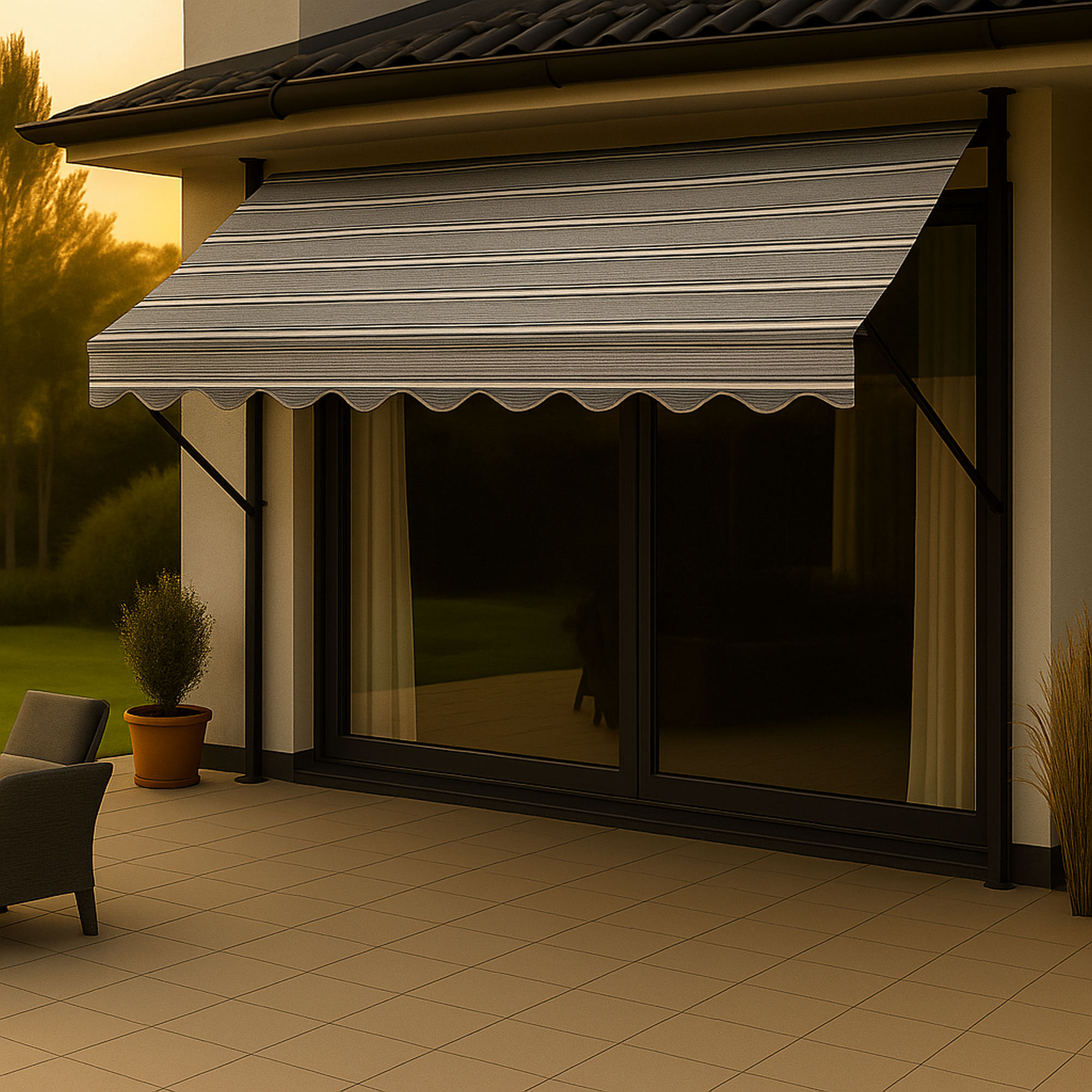 Klemmmarkise 'Exklusiv' grau 350 x 150 cm