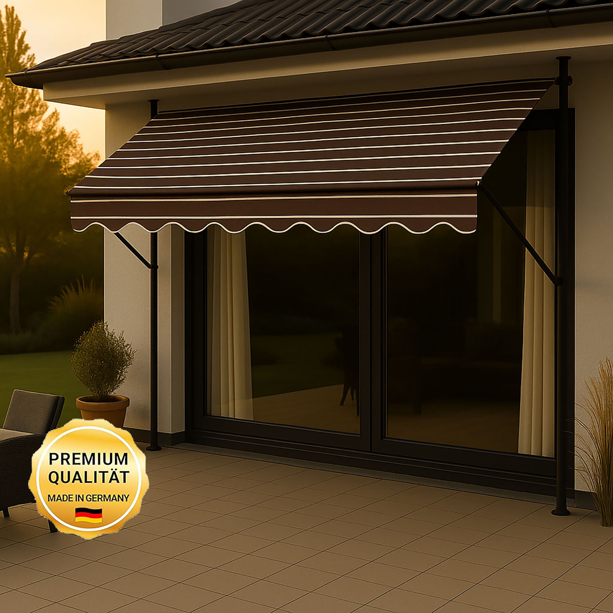 Klemmmarkise 'Exklusiv' mit Volant/wasserabweisend 200 x 150 cm