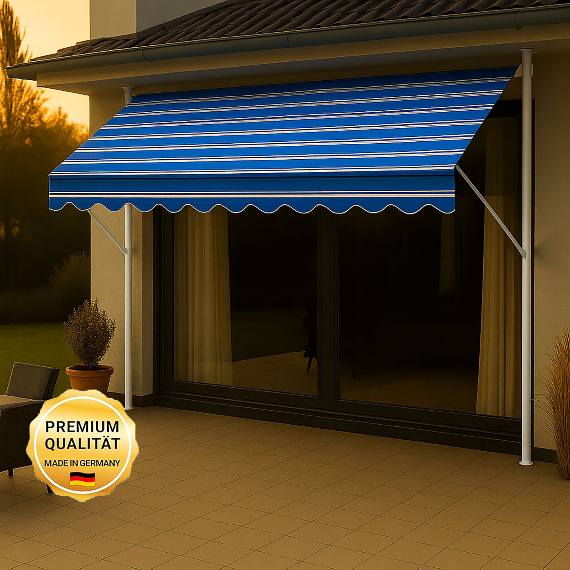 Klemmmarkise 'Exklusiv' mit Volant/wasserabweisend 300 x 150 cm