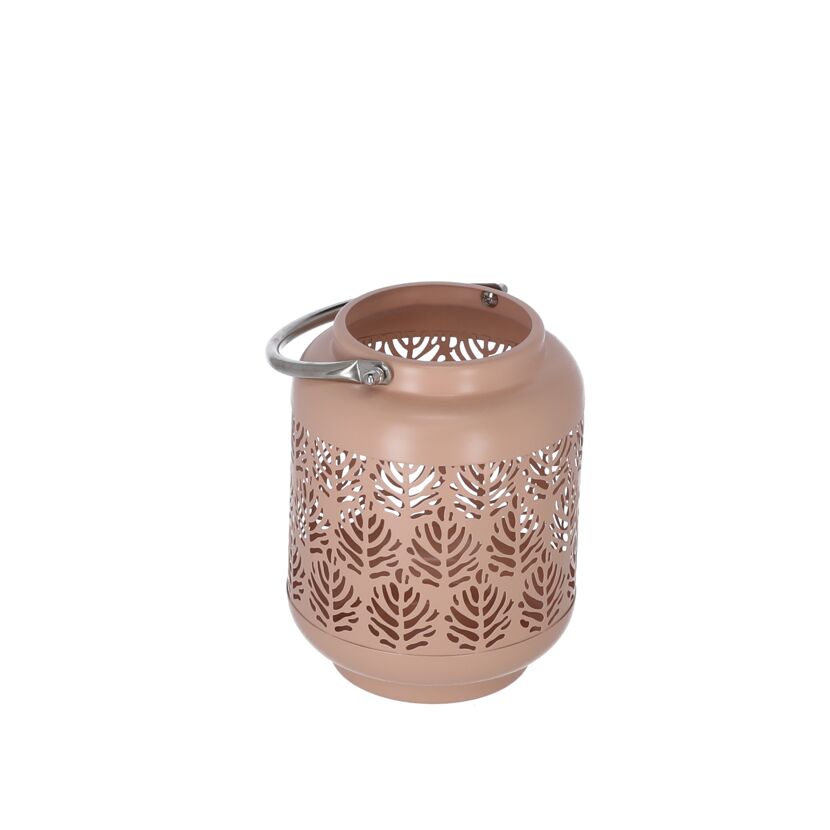 Laterne Metall rosa 18 cm