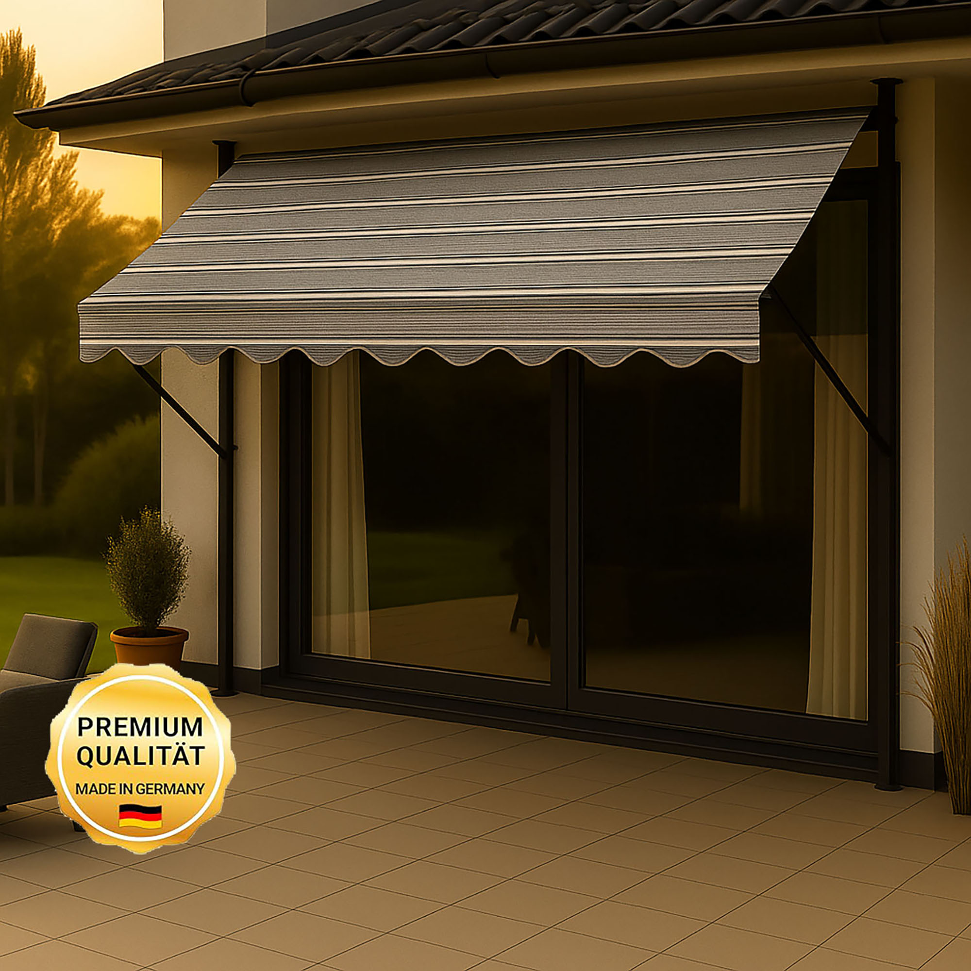 Klemmmarkise 'Exklusiv' mit Volant/wasserabweisend 300 x 150 cm