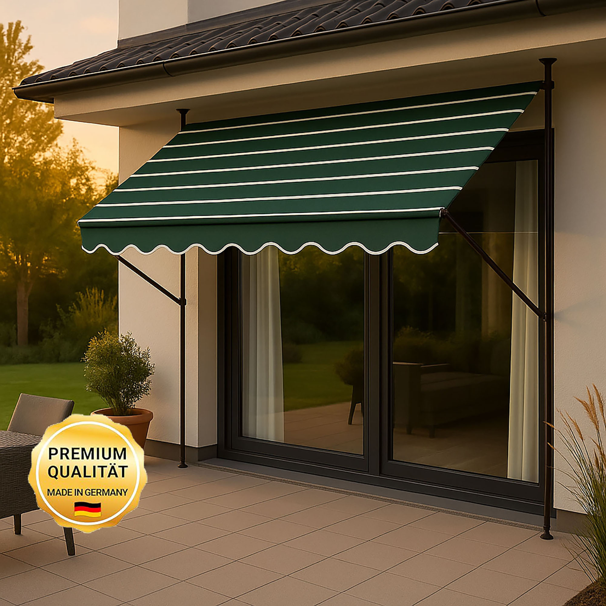 Klemmmarkise 'Exklusiv' mit Volant/wasserabweisend 200 x 150 cm