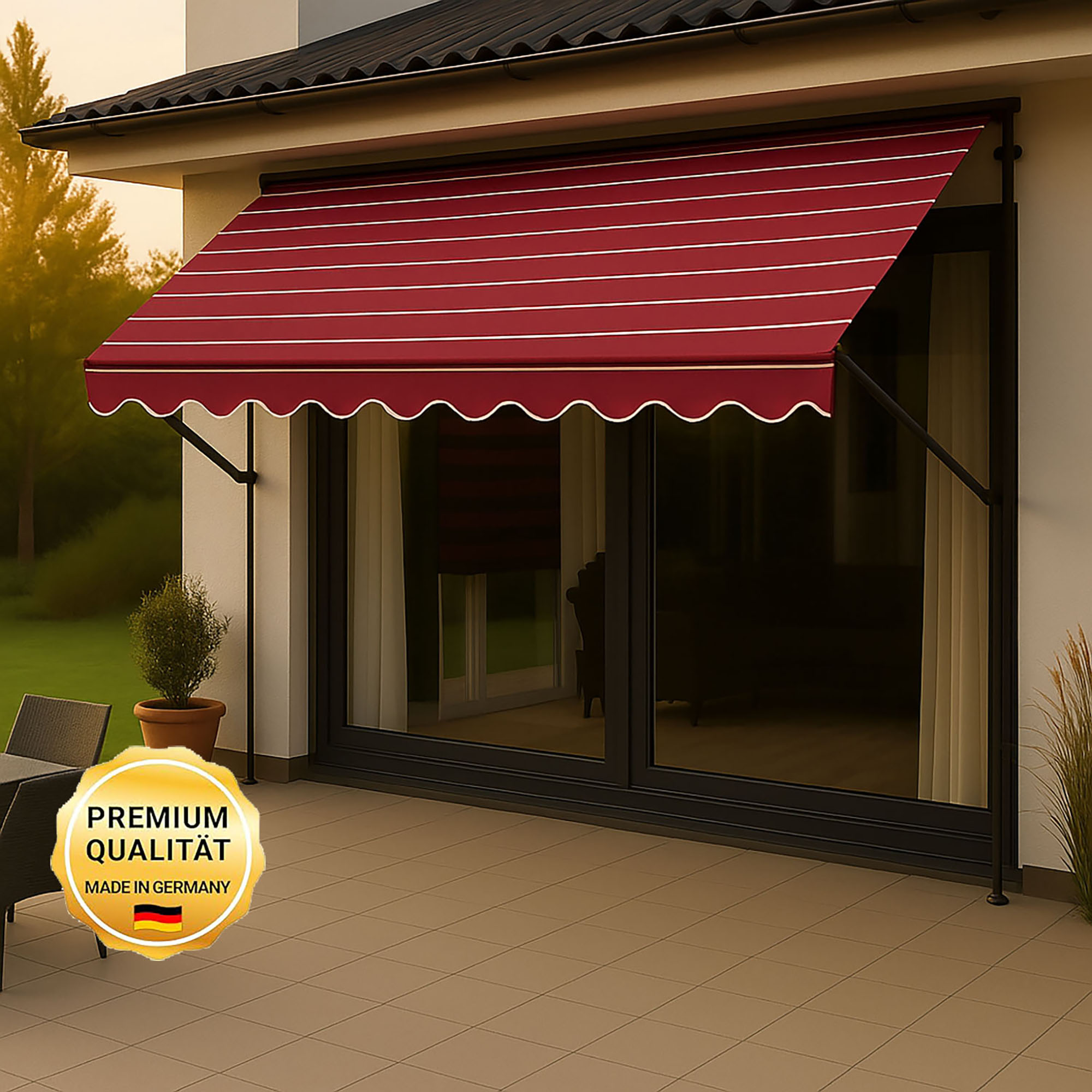 Klemmmarkise 'Exklusiv' mit Volant/wasserabweisend 200 x 150 cm