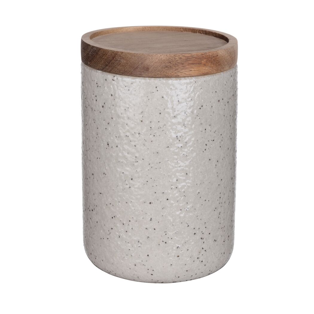 Vorratsdose 'Flint' grau mit Akazienholzdeckel Ø 1,2L, Ø 12x17,5 cm