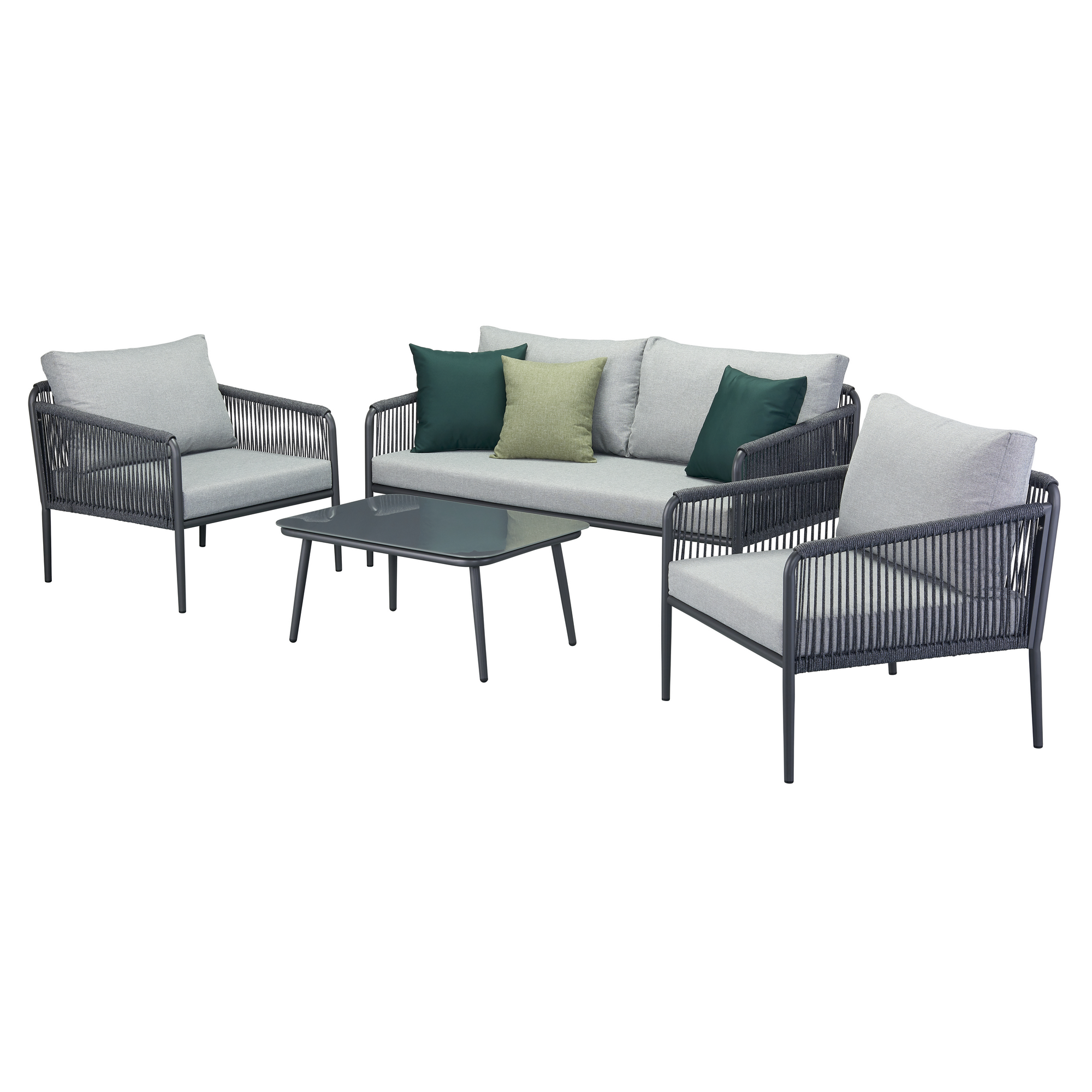 Gartenmöbel-Set 'Quinn' schwarz/grau 4-teilig