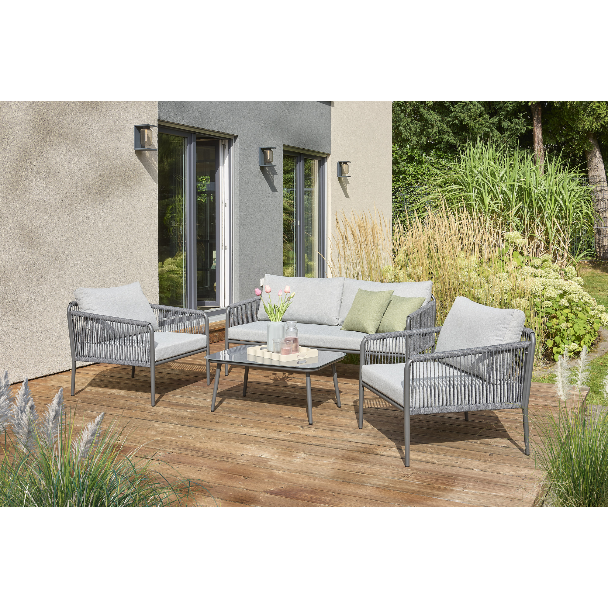 Gartenmöbel-Set 'Quinn' schwarz/grau 4-teilig