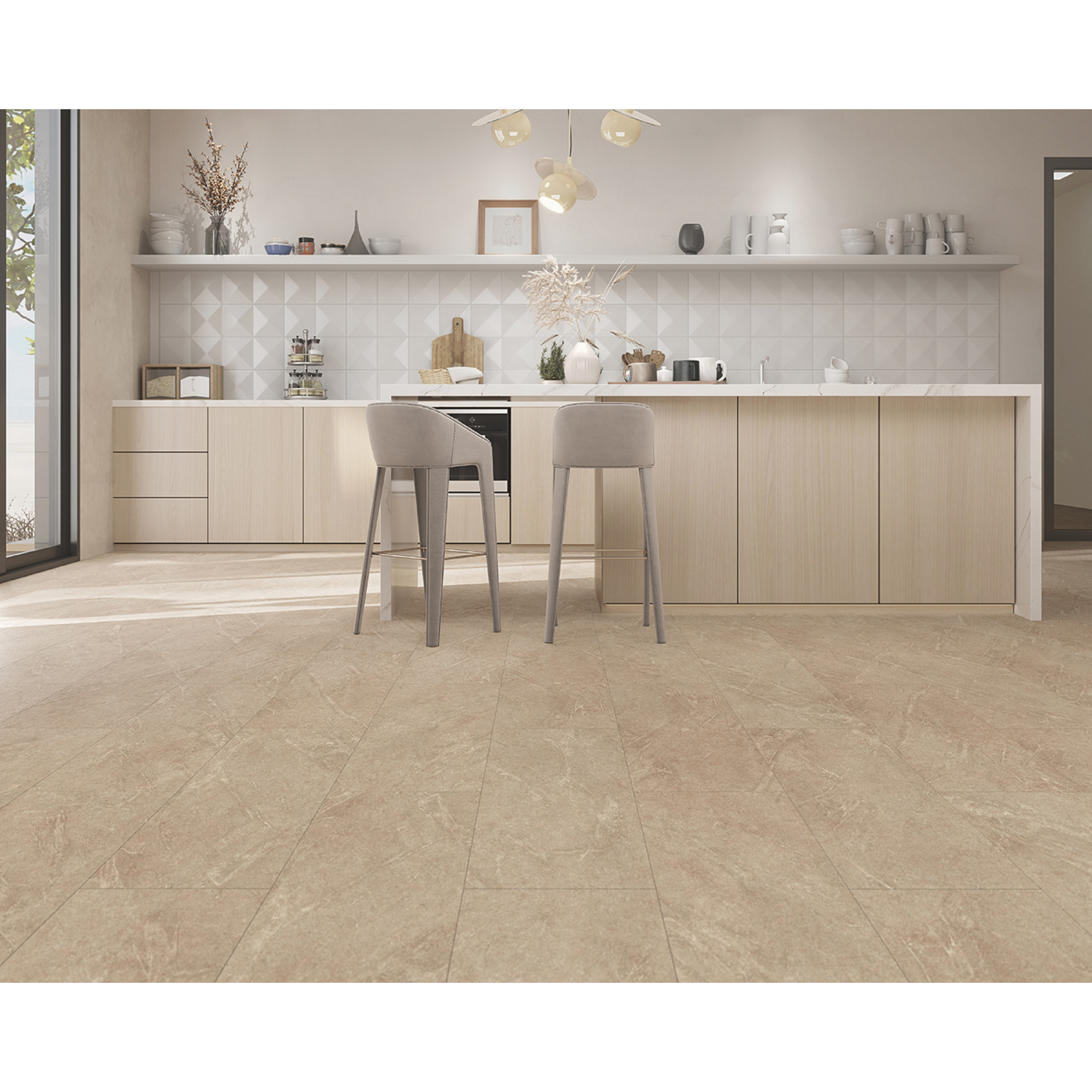 Laminat 'Visio Grande' Dolomit sand wasserresistent 8 mm