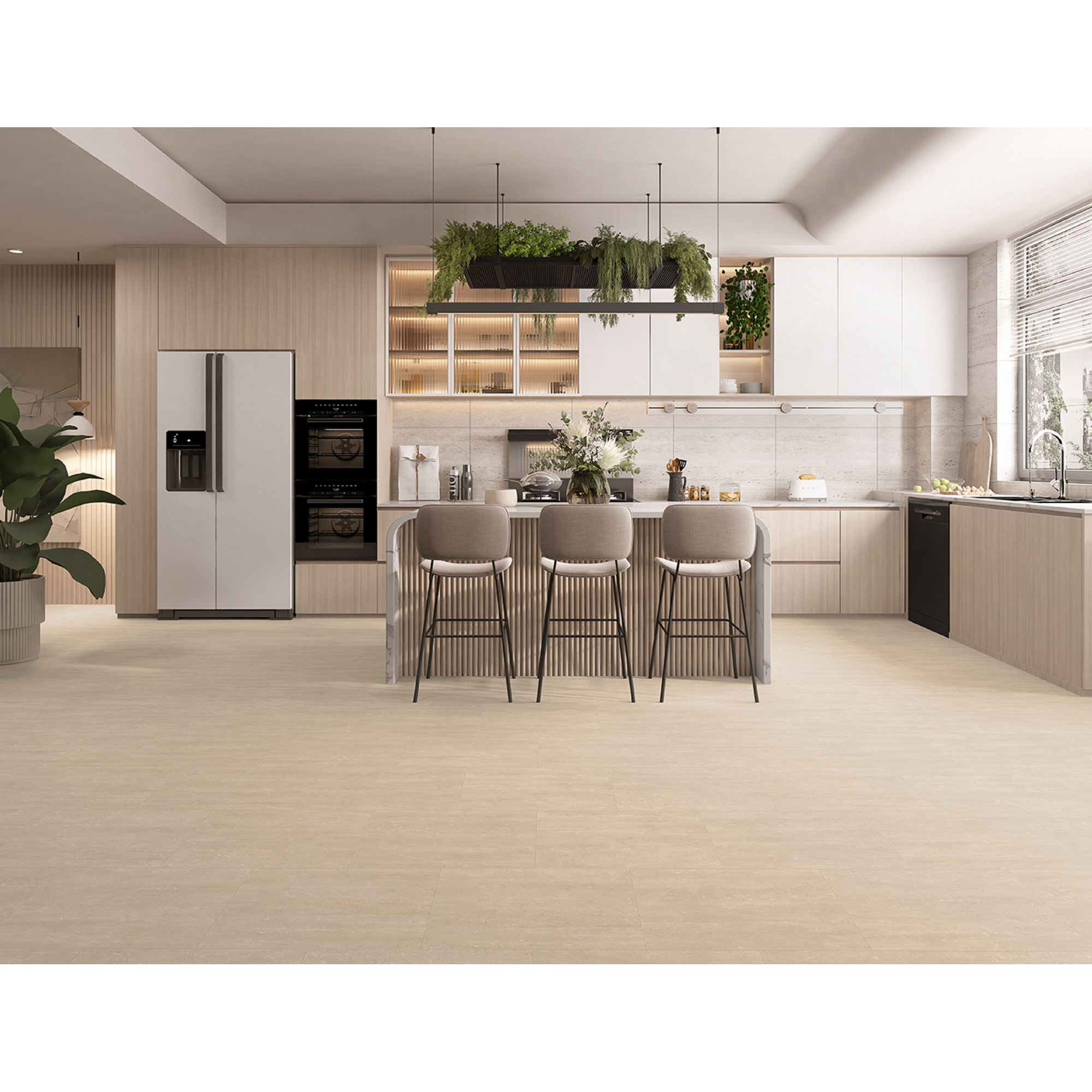 Laminat 'Visio Grande' Travertin beige wasserresistent 8 mm