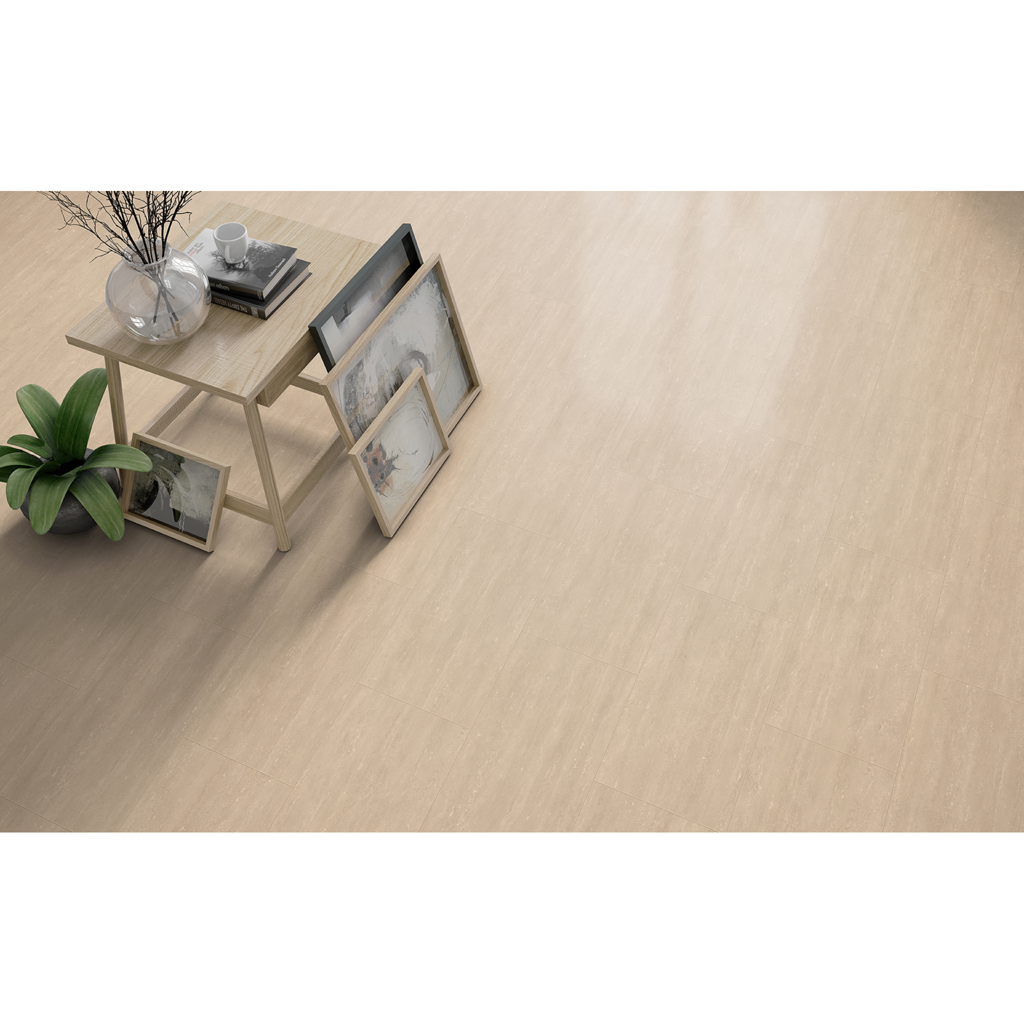 Laminat 'Visio Grande' Travertin beige wasserresistent 8 mm