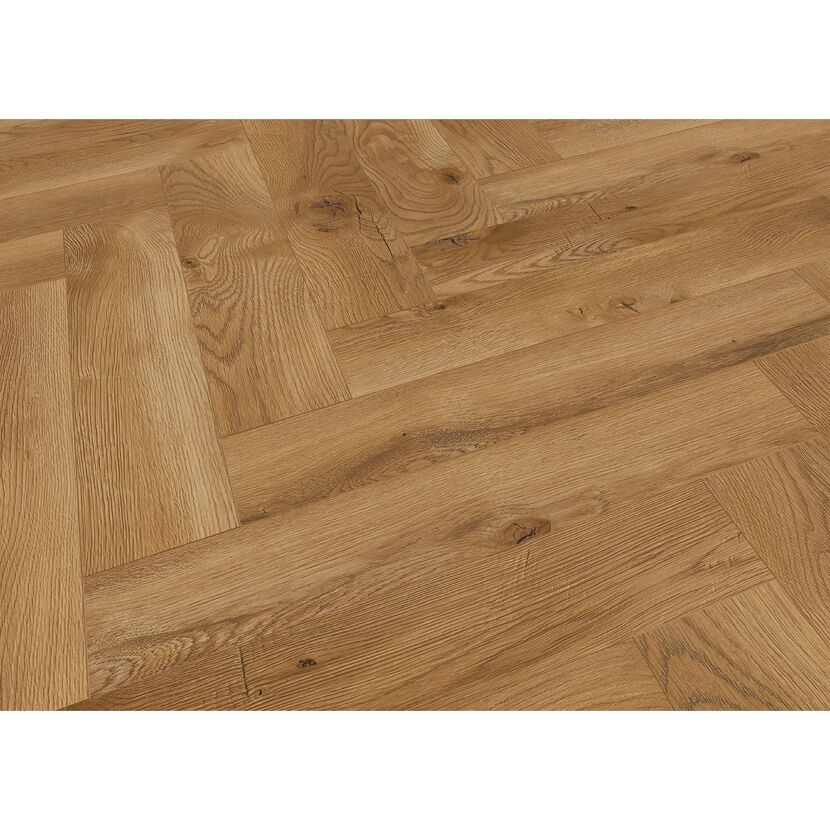 Laminat 'Ville Carrito' Fischgrät Eiche goldfarben 8 mm