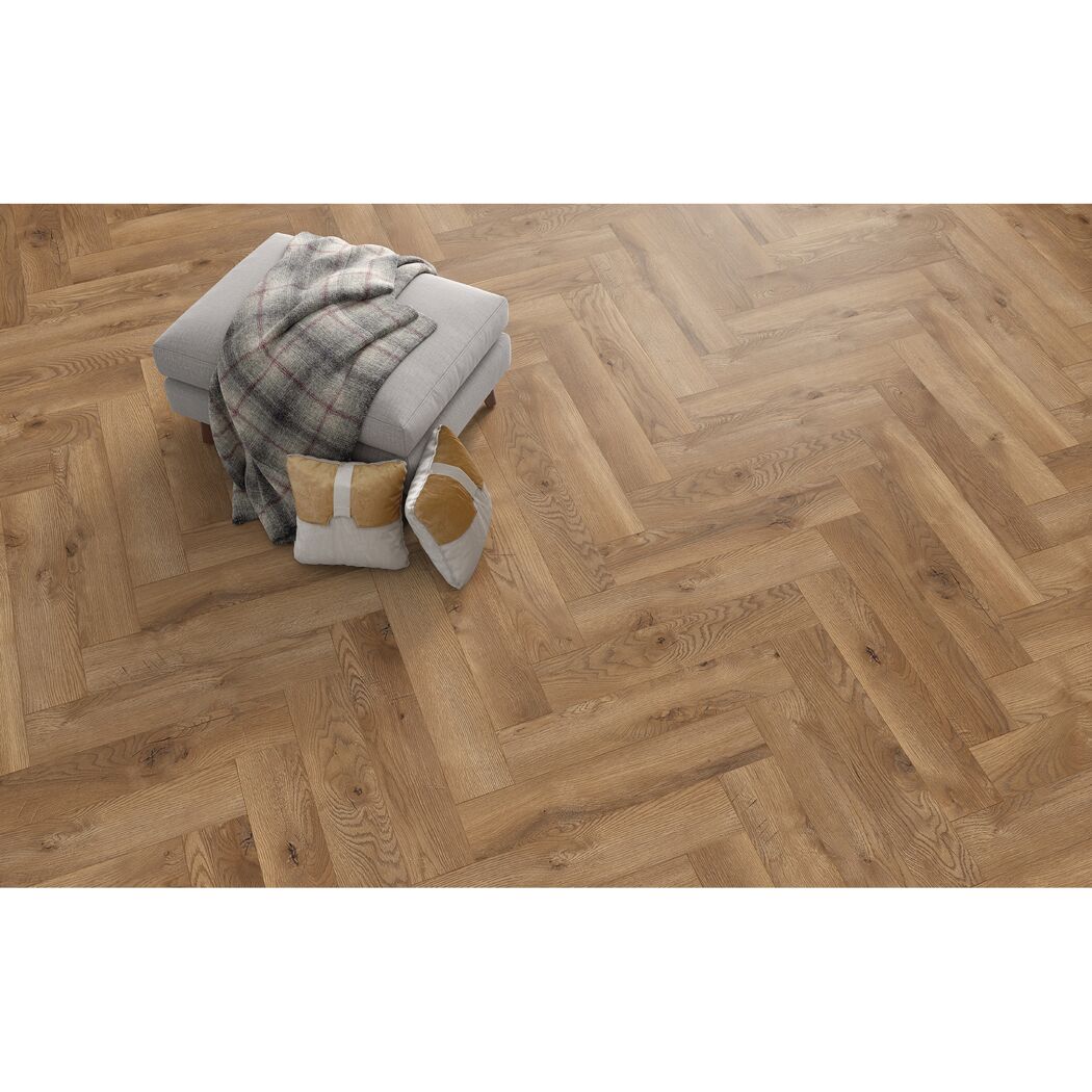 Laminat 'Ville Las Negras' Fischgrät Eiche taupe 8 mm
