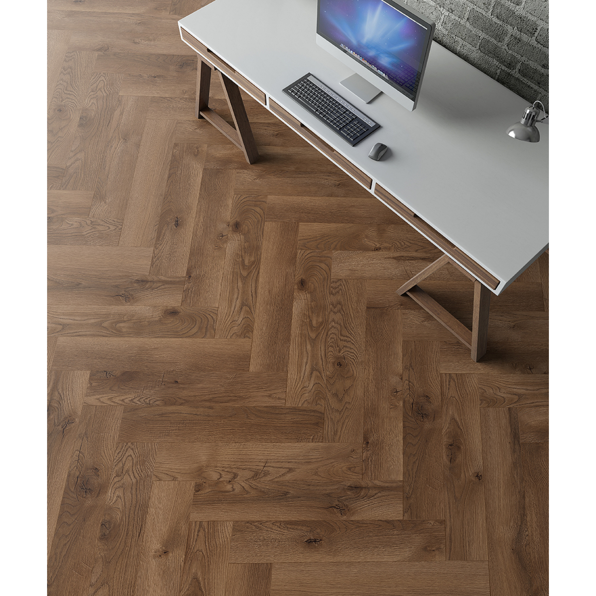 Laminat 'Ville Burriana' Fischgrät Eiche braun 8 mm