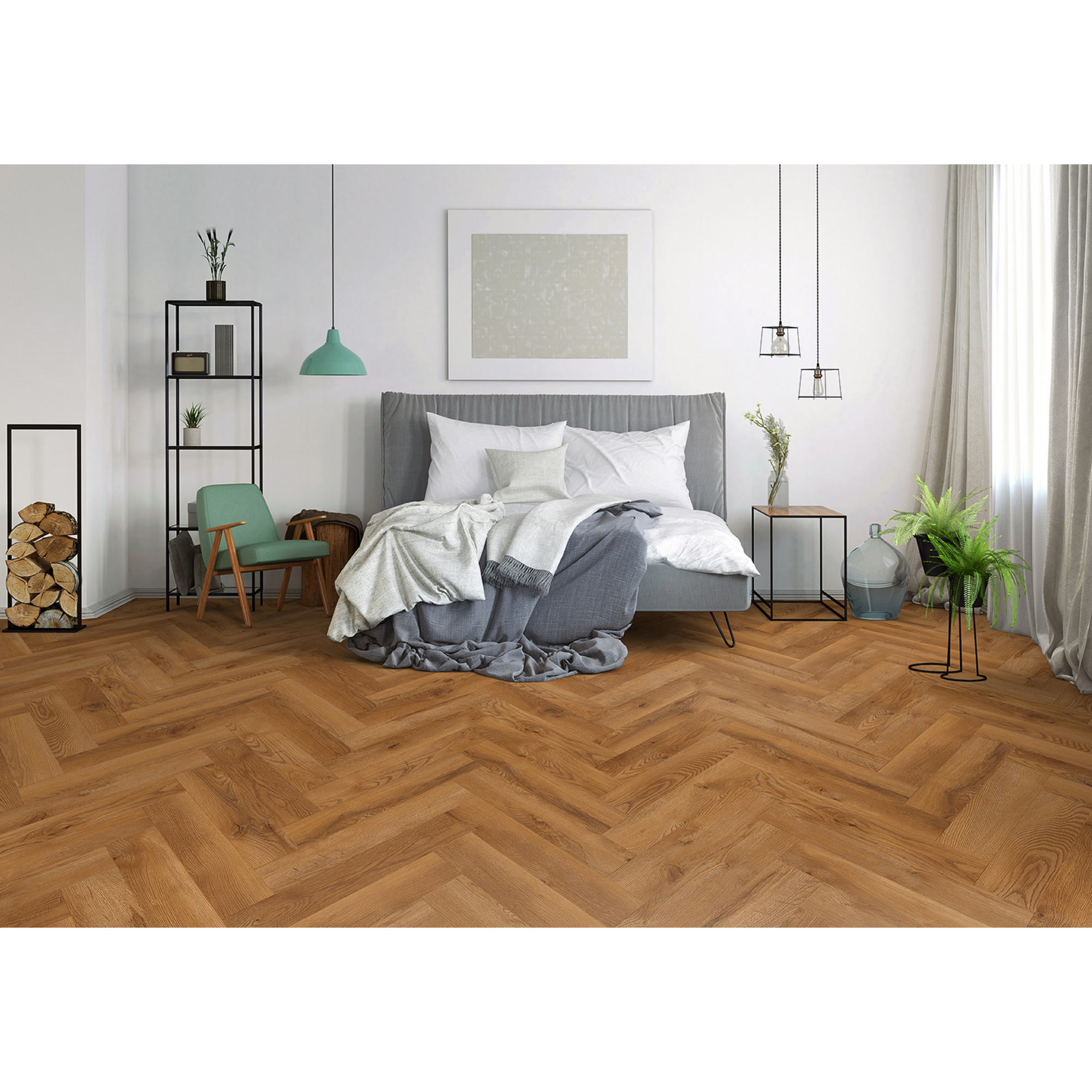 Laminat 'Ville Benicarlo' Fischgrät Eiche honig 8 mm