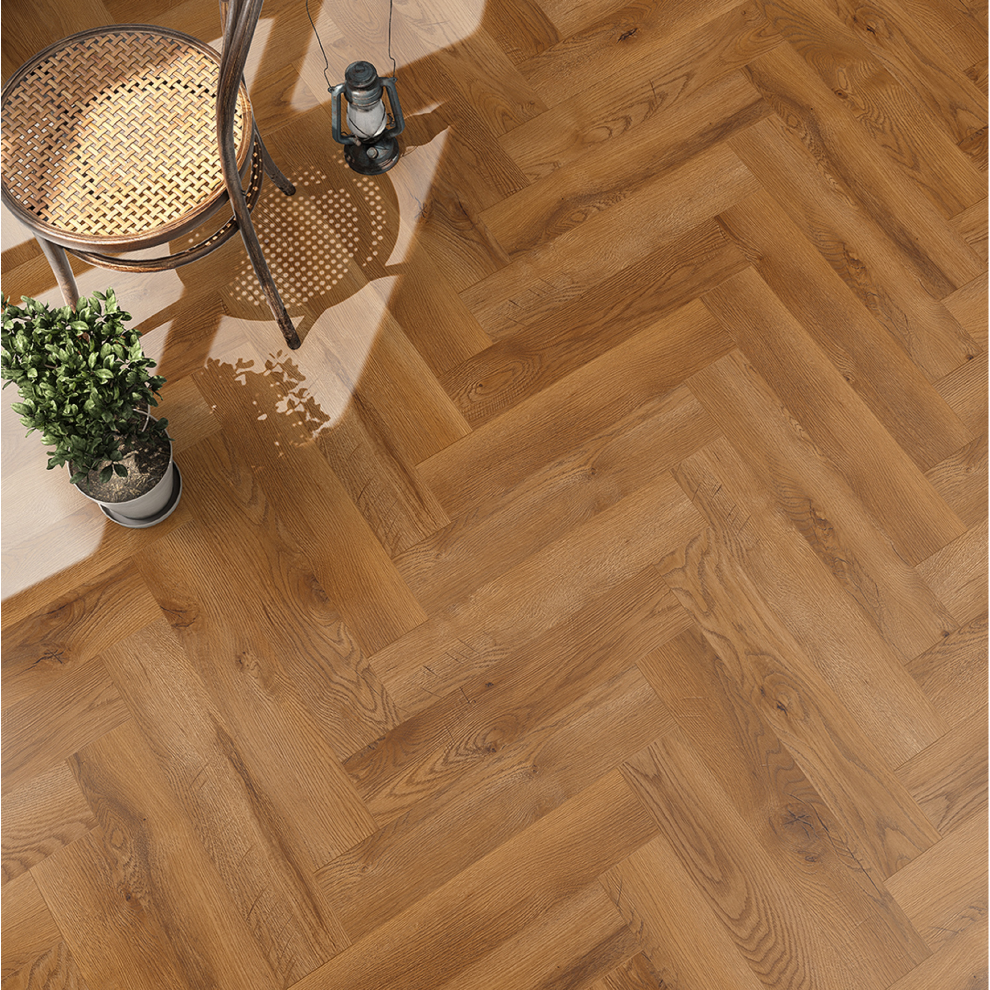 Laminat 'Ville Benicarlo' Fischgrät Eiche honig 8 mm