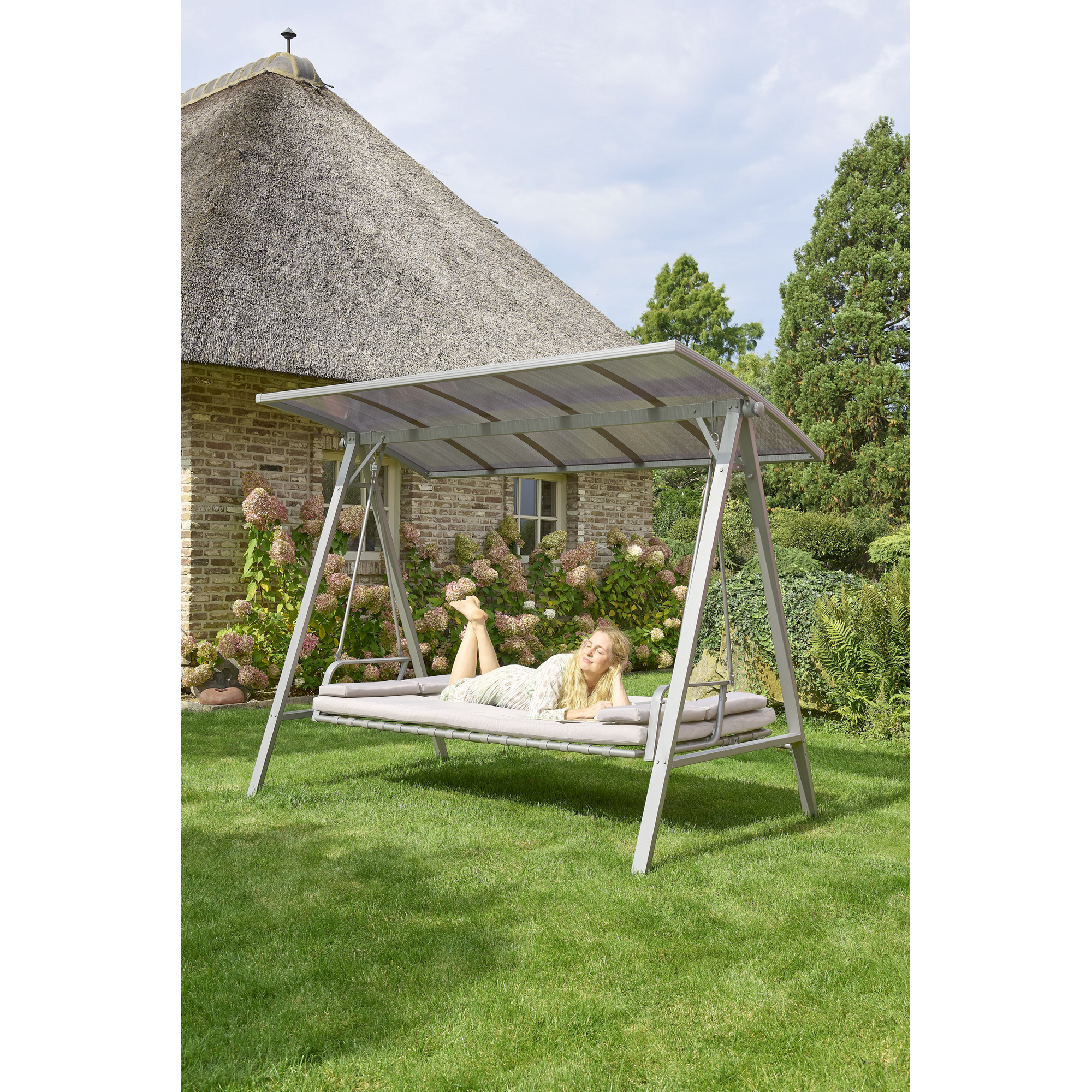 Hollywoodschaukel 'Runa' 3-Sitzer taupe 235 x 181 x 135 cm