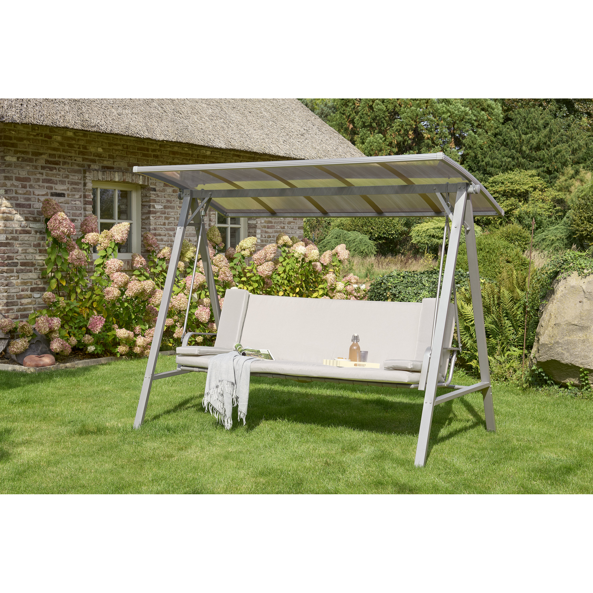 Hollywoodschaukel 'Runa' 3-Sitzer taupe 235 x 181 x 135 cm