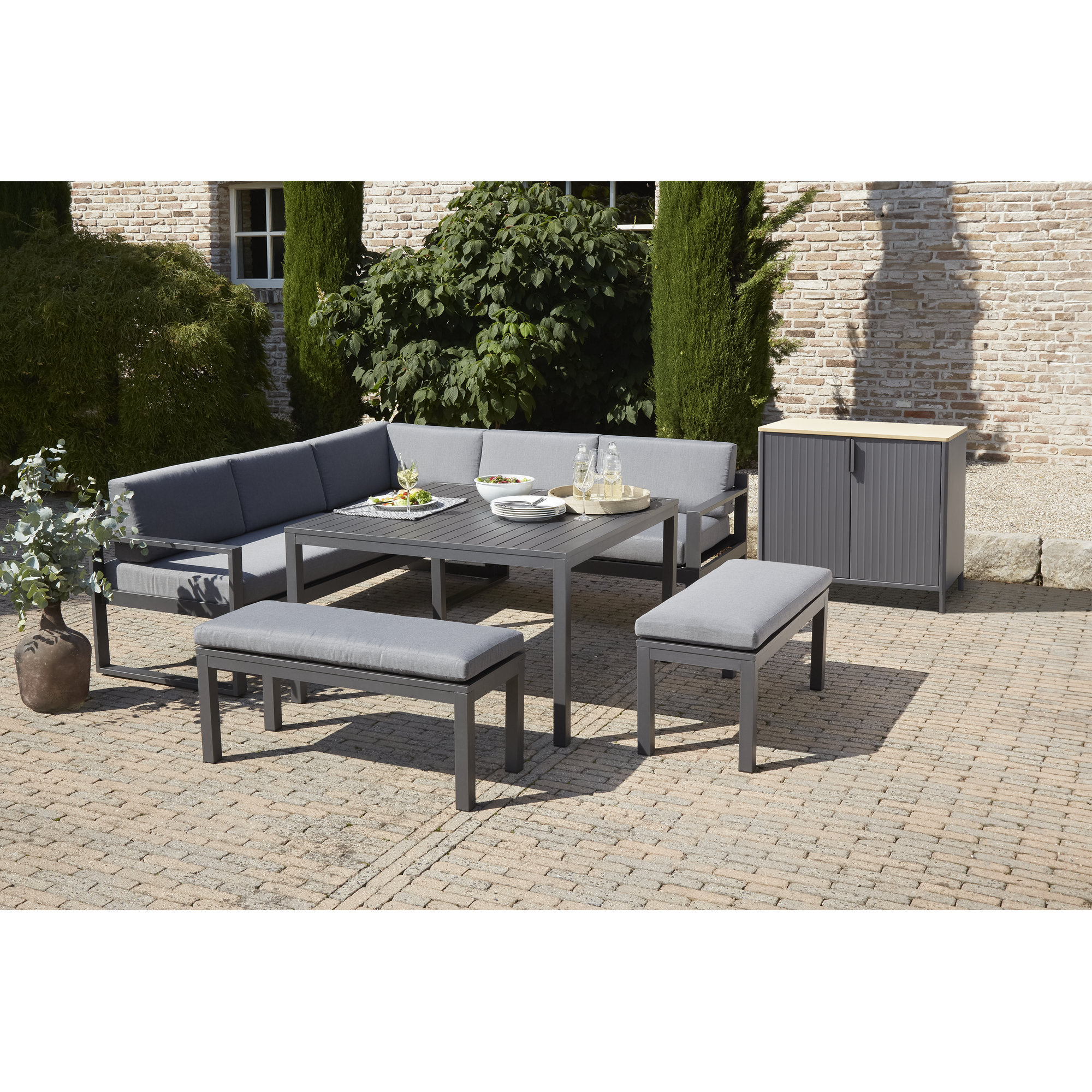 Aufbewahrungsschrank 'Romy' Stahl anthrazit 90 x 86 x 46,5 cm