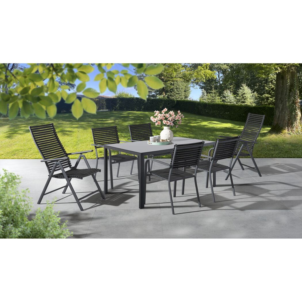 Gartentisch Stahl/Glas grau 90 x 50 x 74 cm