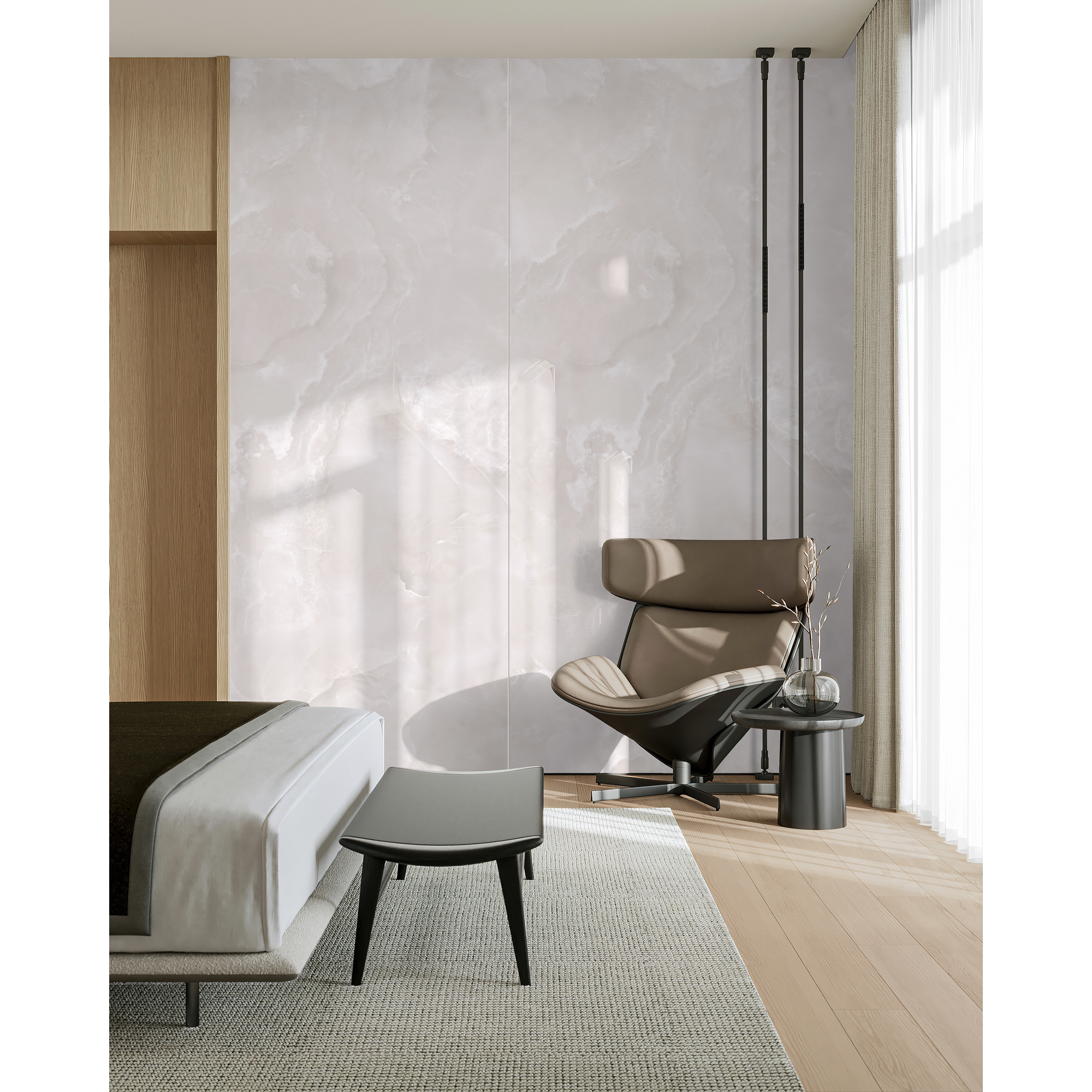 Wandpaneel 'Rock the Wall' Milky Opalite 265 x 123 x 0,4 cm