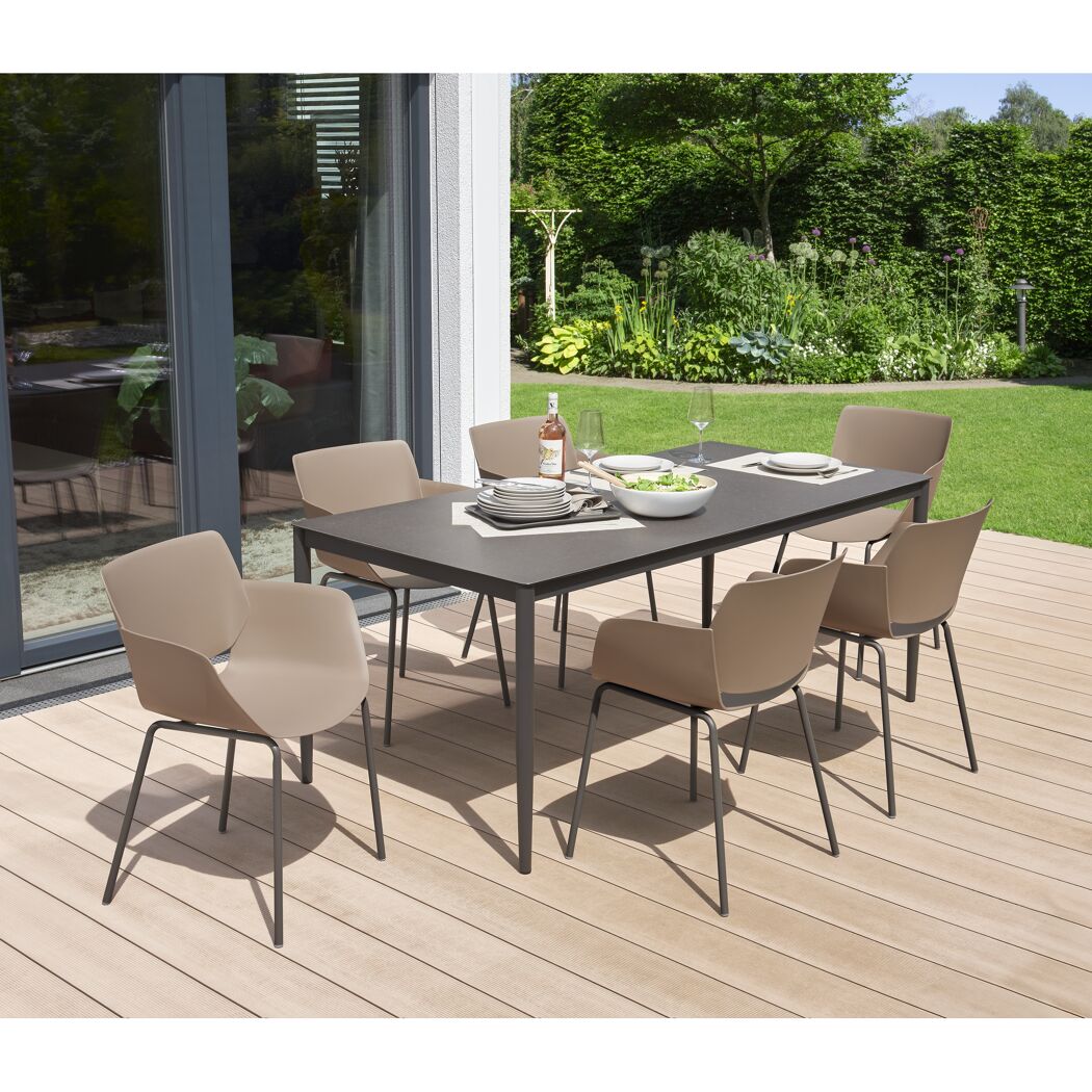 Gartentisch 'Silvie' Stahl/Glas 180 x 90 x 72 cm