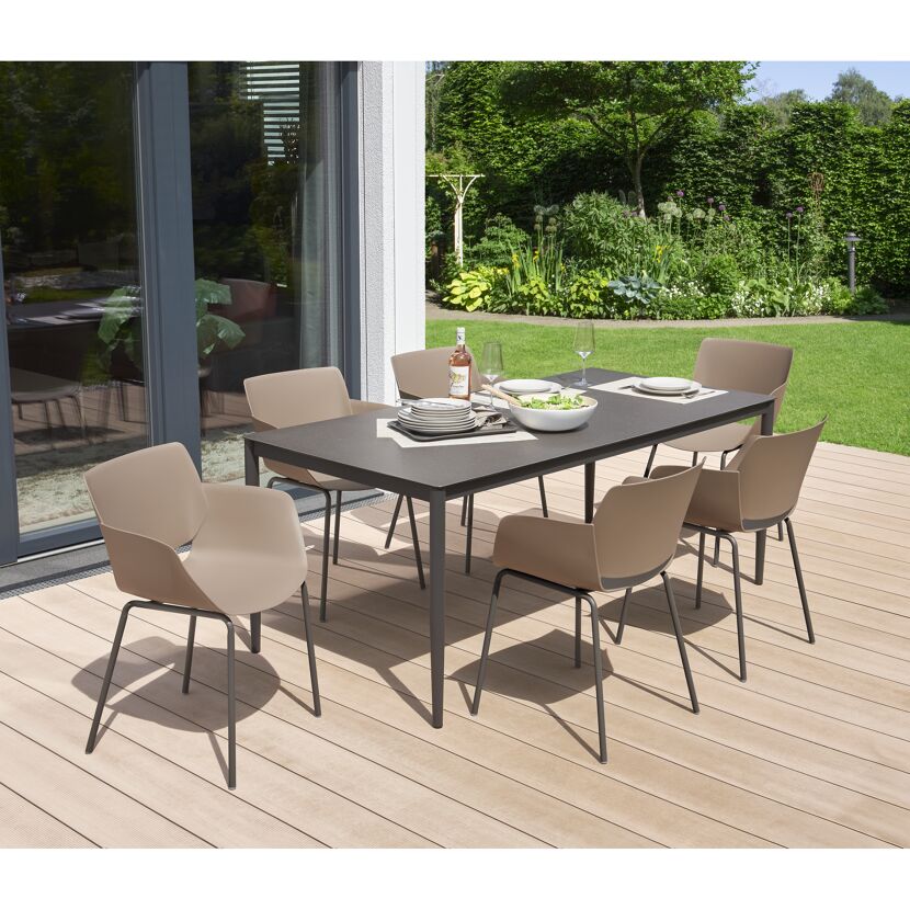 Gartentisch 'Silvie' Stahl/Glas 180 x 90 x 72 cm