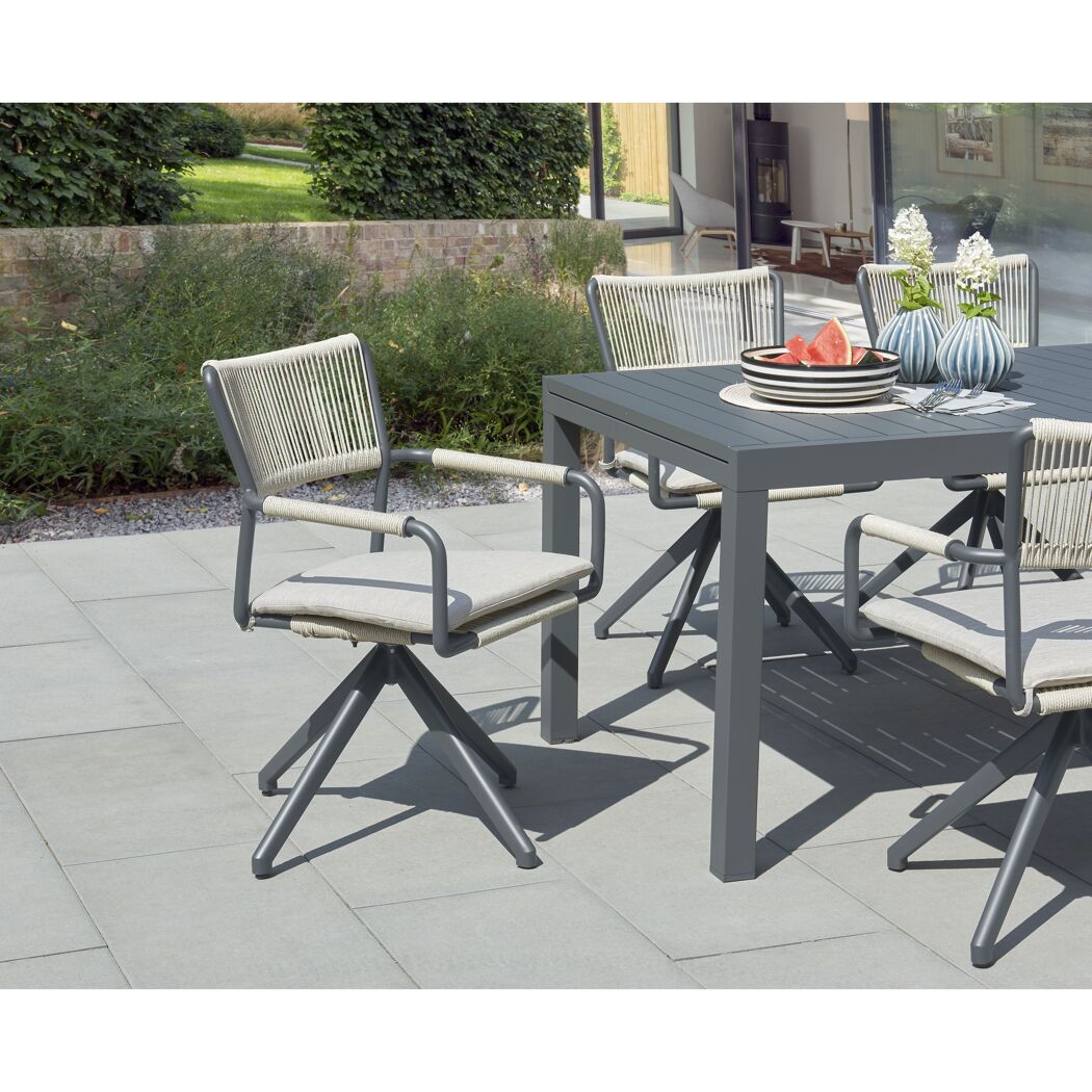 Gartenstuhl 'Romina' Aluminium anthrazit/beige 56 x 59 x 86 cm