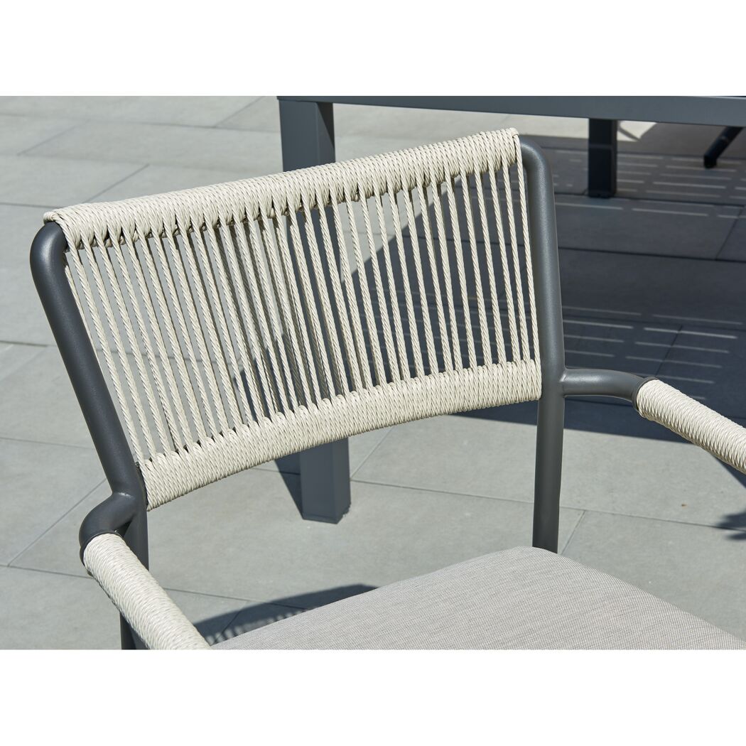 Gartenstuhl 'Romina' Aluminium anthrazit/beige 56 x 59 x 86 cm