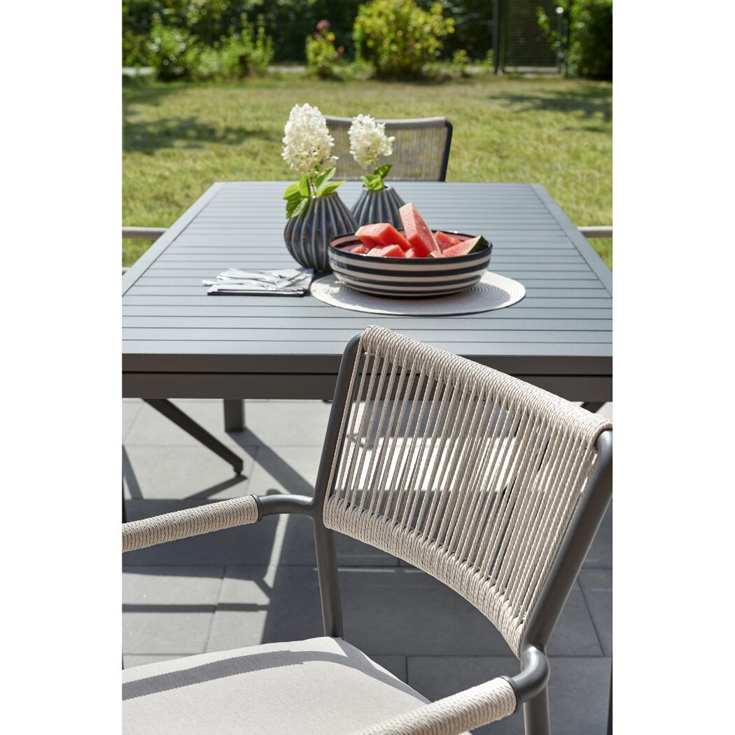Gartenstuhl 'Romina' Aluminium anthrazit/beige 56 x 59 x 86 cm