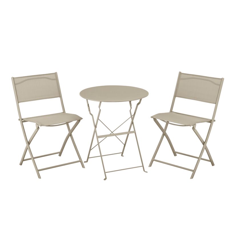Gartentisch 'Nika' klappbar Stahl beige Ø 60 x 70 cm