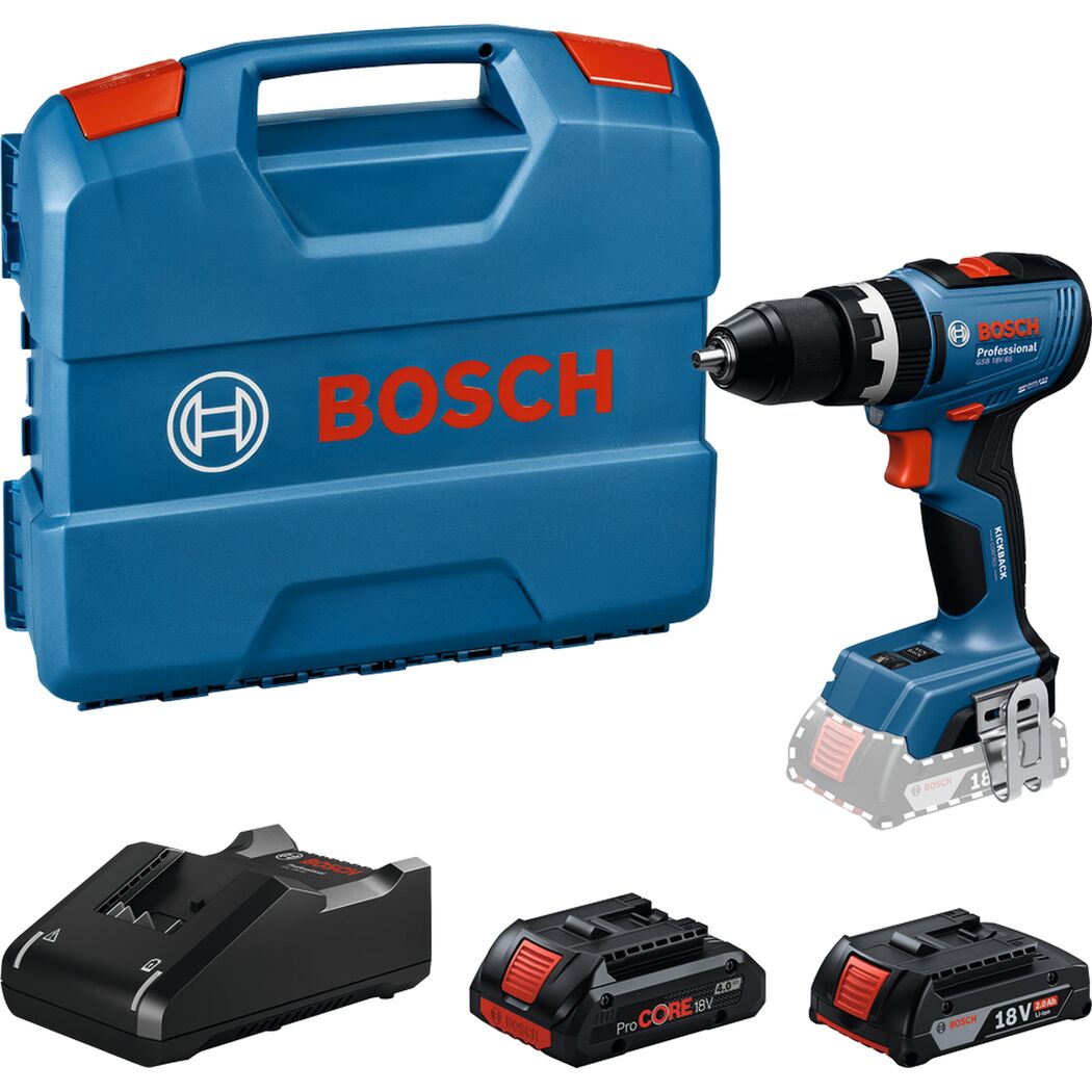 Akku-Schlagbohrschauber 'GSB 18V-65 Professional' mit 2 x 4,0Ah Akkus, Schnelladegerät und L-BOXX