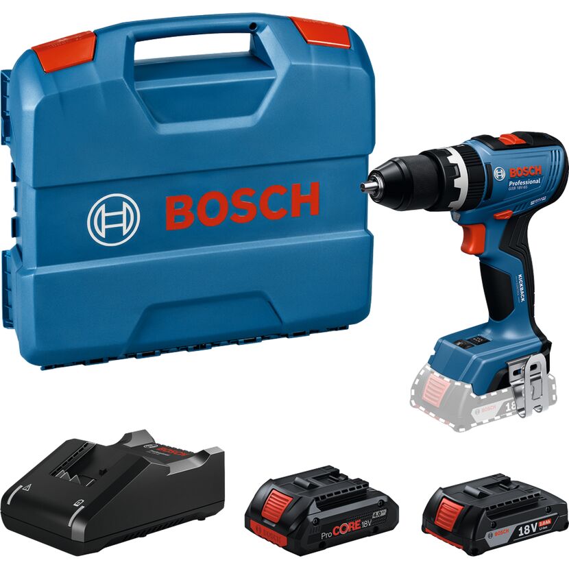 Akku-Schlagbohrschauber 'GSB 18V-65 Professional' mit 2 x 4,0Ah Akkus, Schnelladegerät und L-BOXX