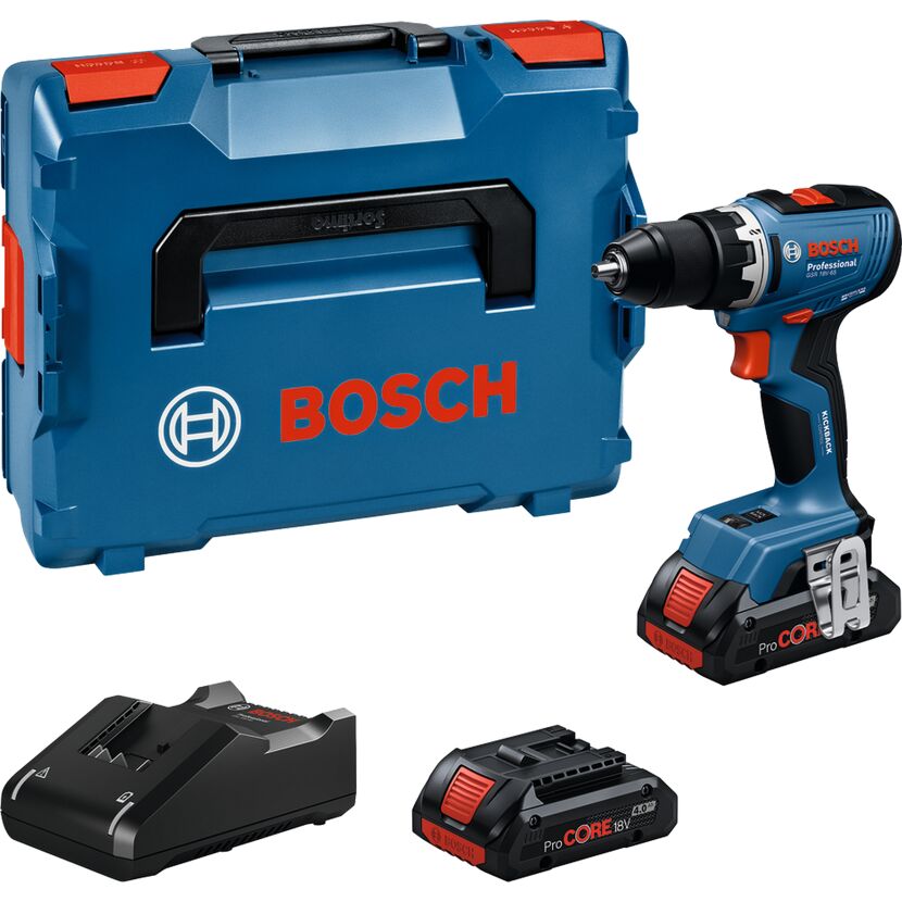 Akku-Bohrschrauber GSR 18V-65 Professional mit Schnellladegerät GAL 18V-40 Professional, 2 x Akku GBA 18V 5.0Ah in L-BOXX