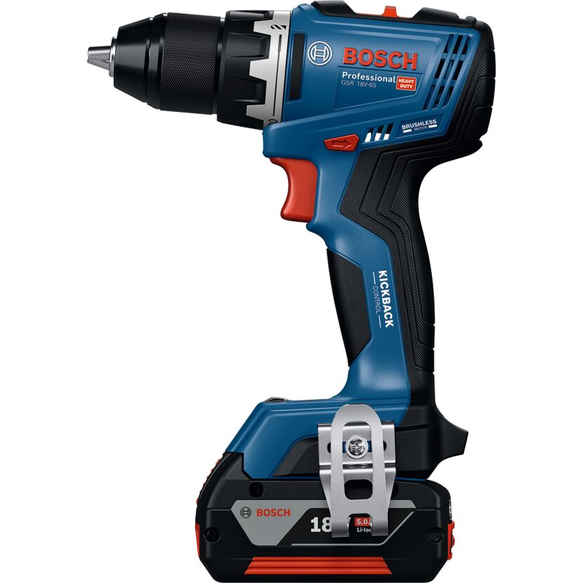 Akku-Bohrschrauber GSR 18V-65 Professional mit Schnellladegerät GAL 18V-40 Professional, 2 x Akku GBA 18V 5.0Ah in L-BOXX