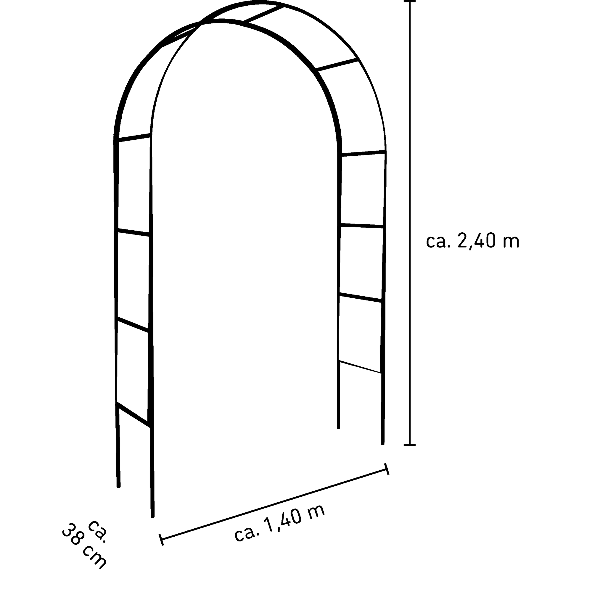 Rosenbogen 'York' 140 x 38 x 240 cm schwarz