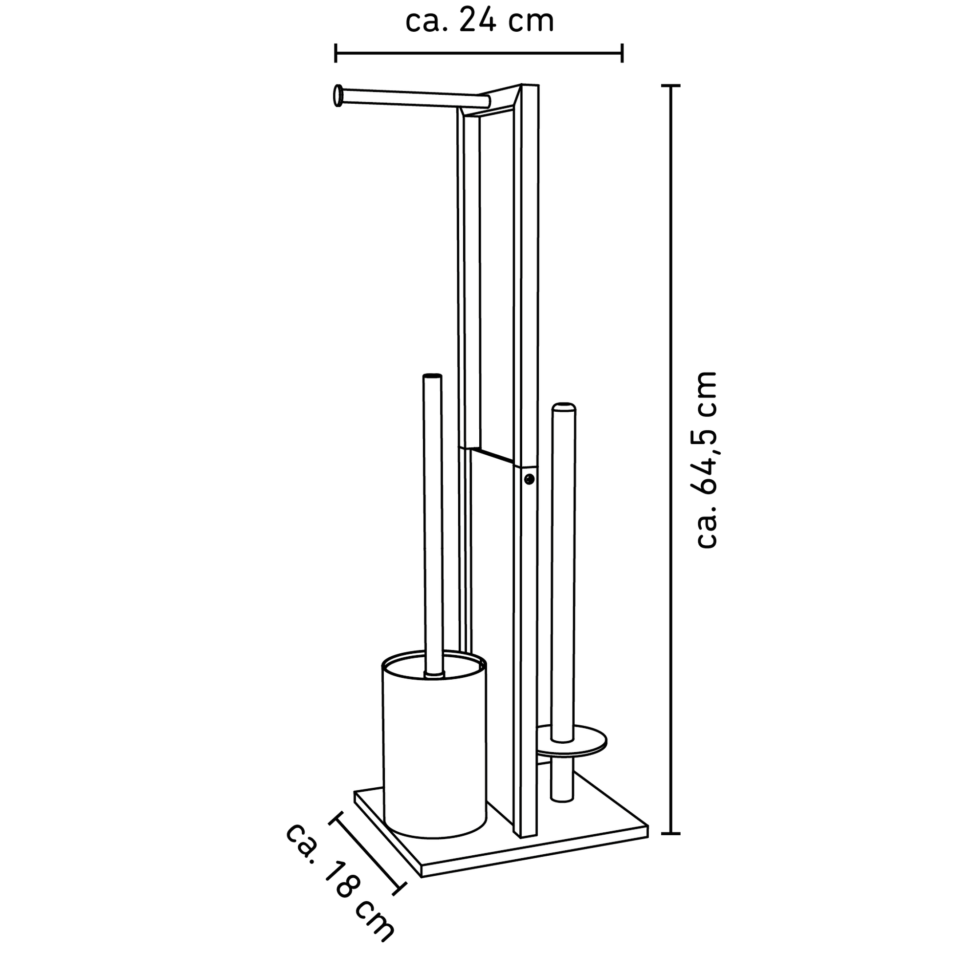 WC-Garnitur 'Topo' schwarz 24 x 64,5 x 18 cm