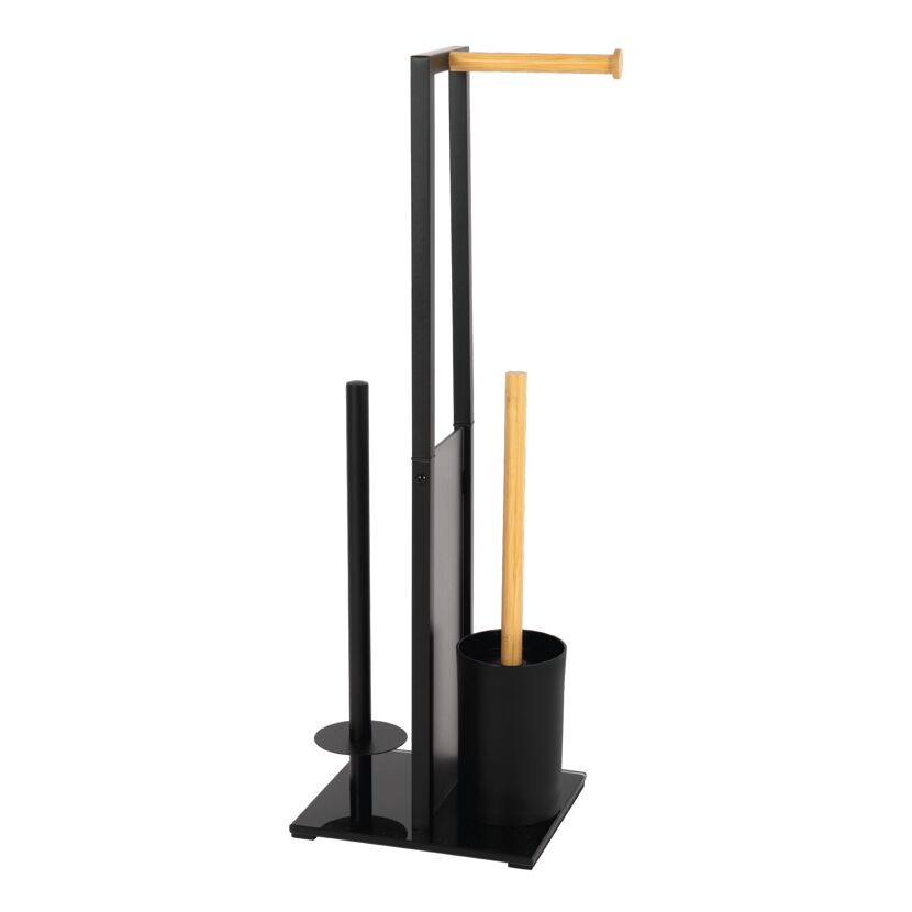 WC-Garnitur 'Topo' bambusfarben/schwarz 24 x 64,5 x 18 cm