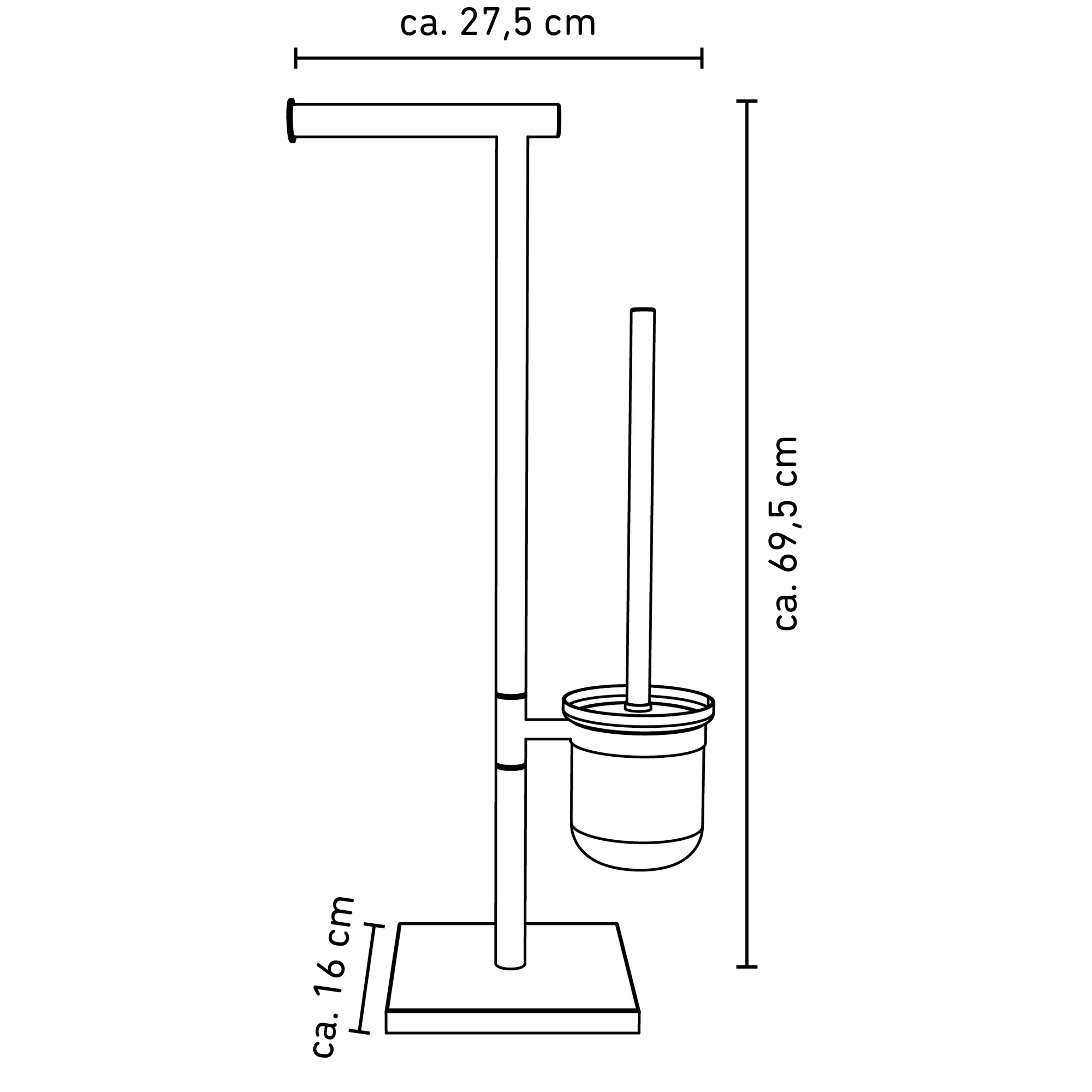 WC-Garnitur 'Arcos' schwarz 27,5 x 69,5 x 16 cm