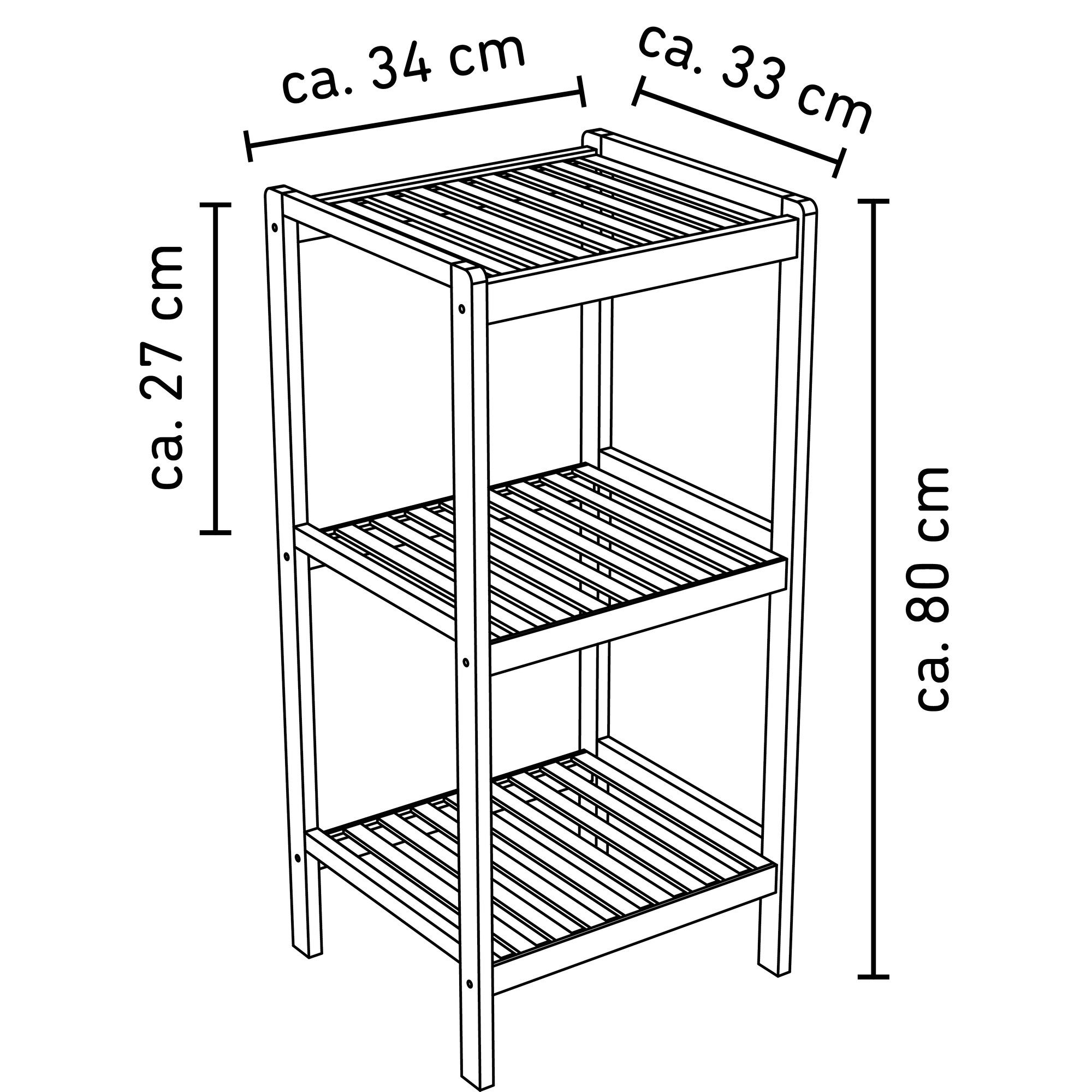 Badregal 'Covas' Bambus lackiert 34 x 80 x 33 cm