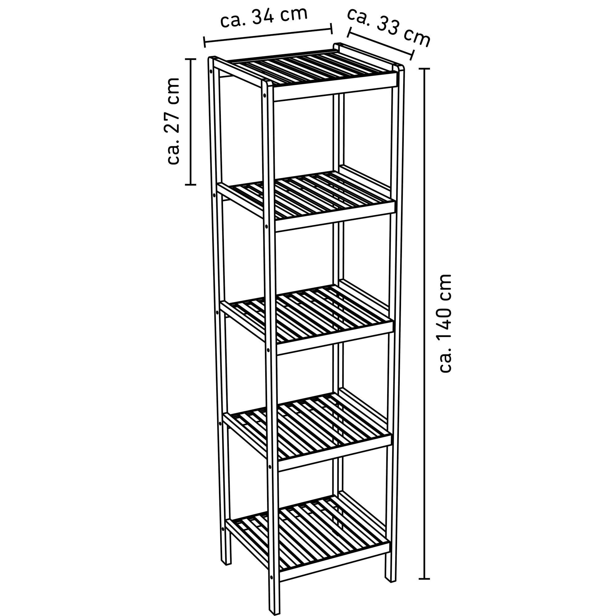 Badregal 'Covas' Bambus lackiert 34 x 140 x 33 cm