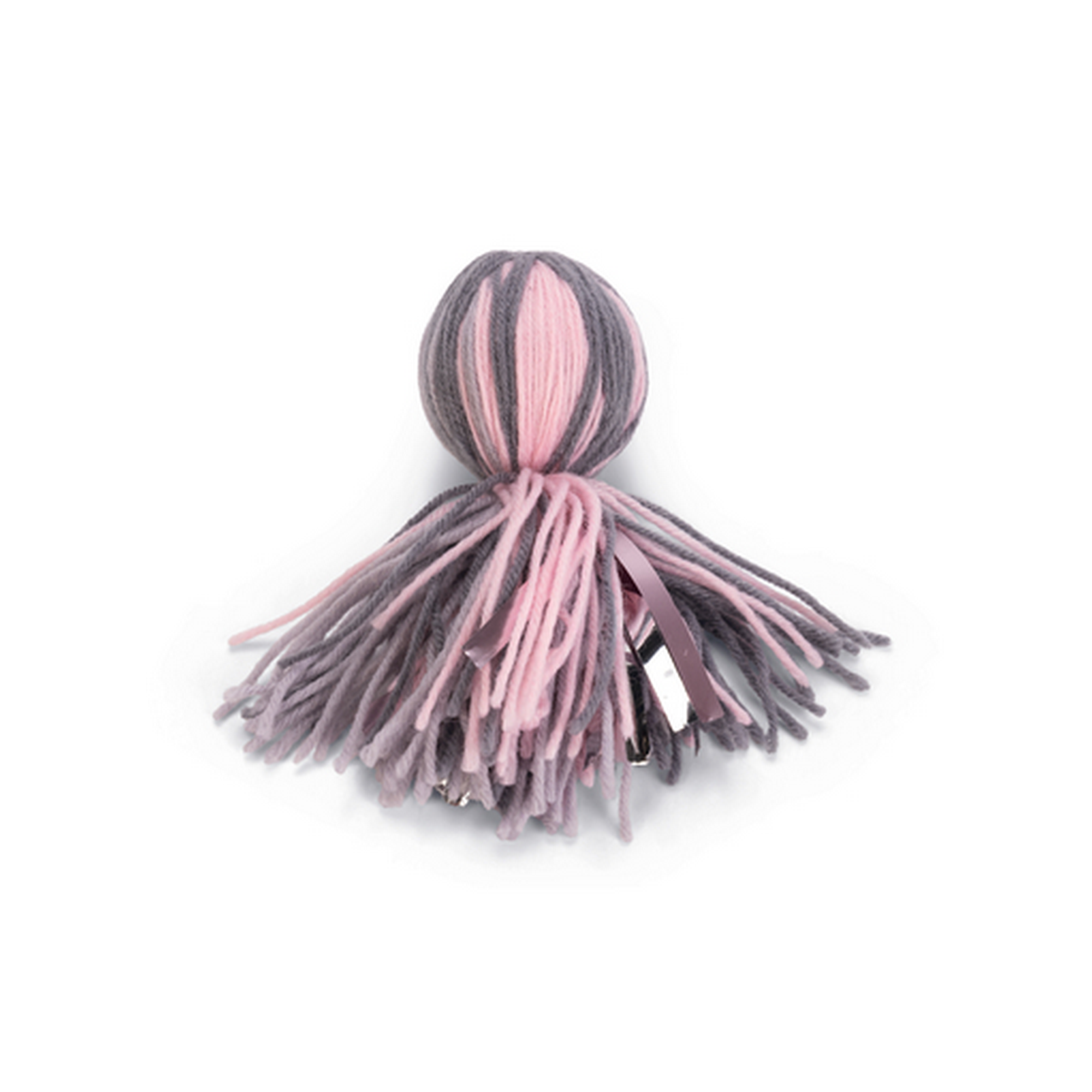 Katzenspielzeug Oktopus Ball 'Octy' Wolle rosa/grau mit Katzenminze Ø 5 x 15 cm