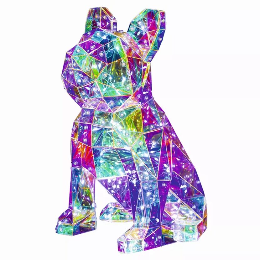 Bunte, facettenreiche LED-Dekofigur Hund