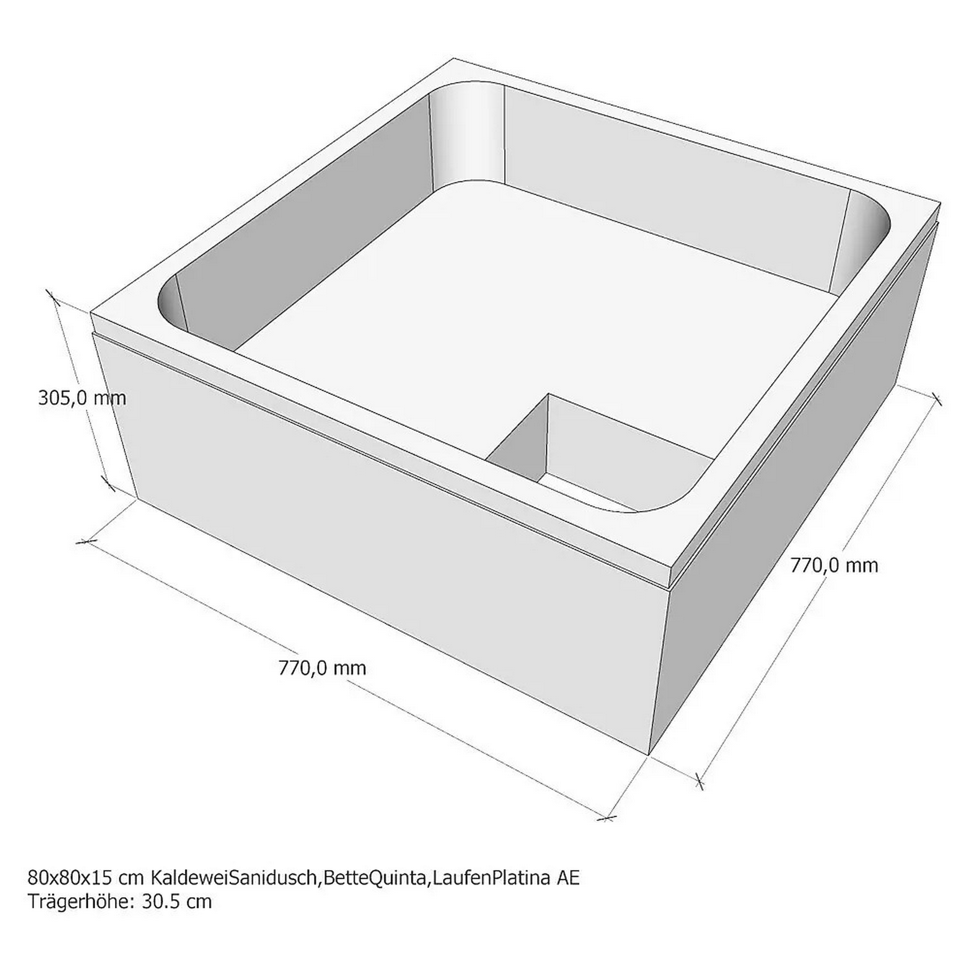 Duschwannenträger zu Stahlduschwanne weiß 80 x 80 x 15 cm