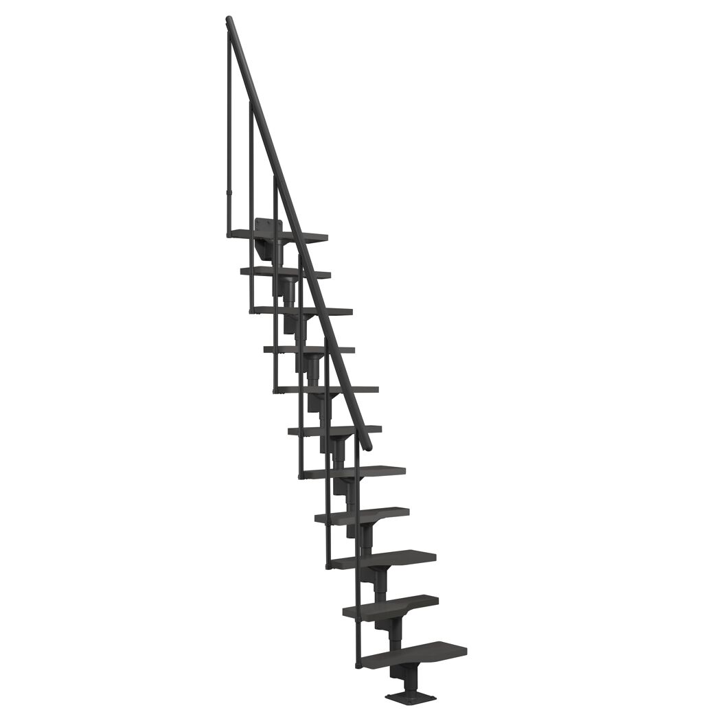 Mittelholmtreppe 'Atlanta' Metall anthrazit pulverbeschichtet bis 300 cm