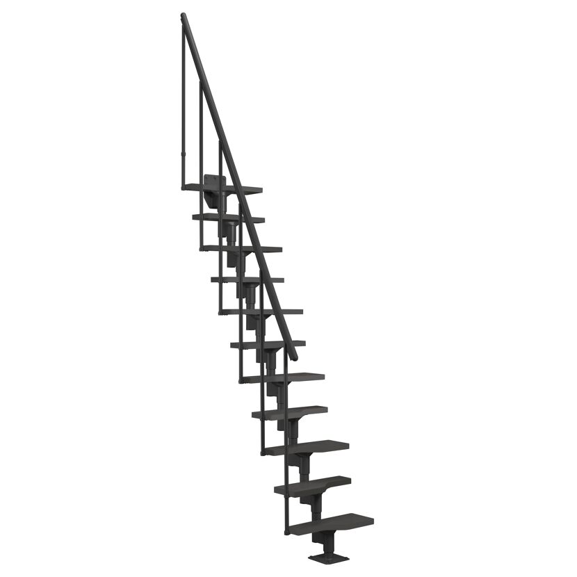 Mittelholmtreppe 'Atlanta' Metall anthrazit pulverbeschichtet bis 300 cm