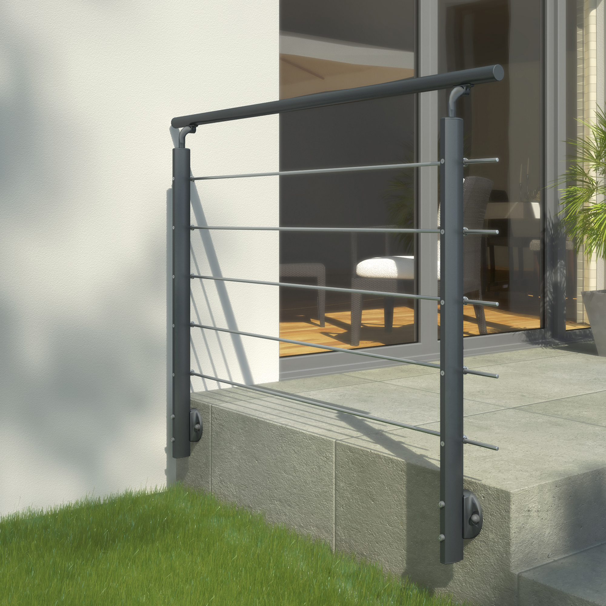 Geländerset 'PS 151' anthrazit 150 cm Bodenmontage